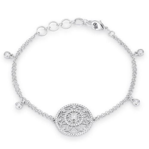 0.5 Carat Rhodium Plated Cubic Zirconia (CZ) Bracelet with Interlocking Circles - Elegant Jewelry for Women, Perfect for Weddings, Parties & Gifts