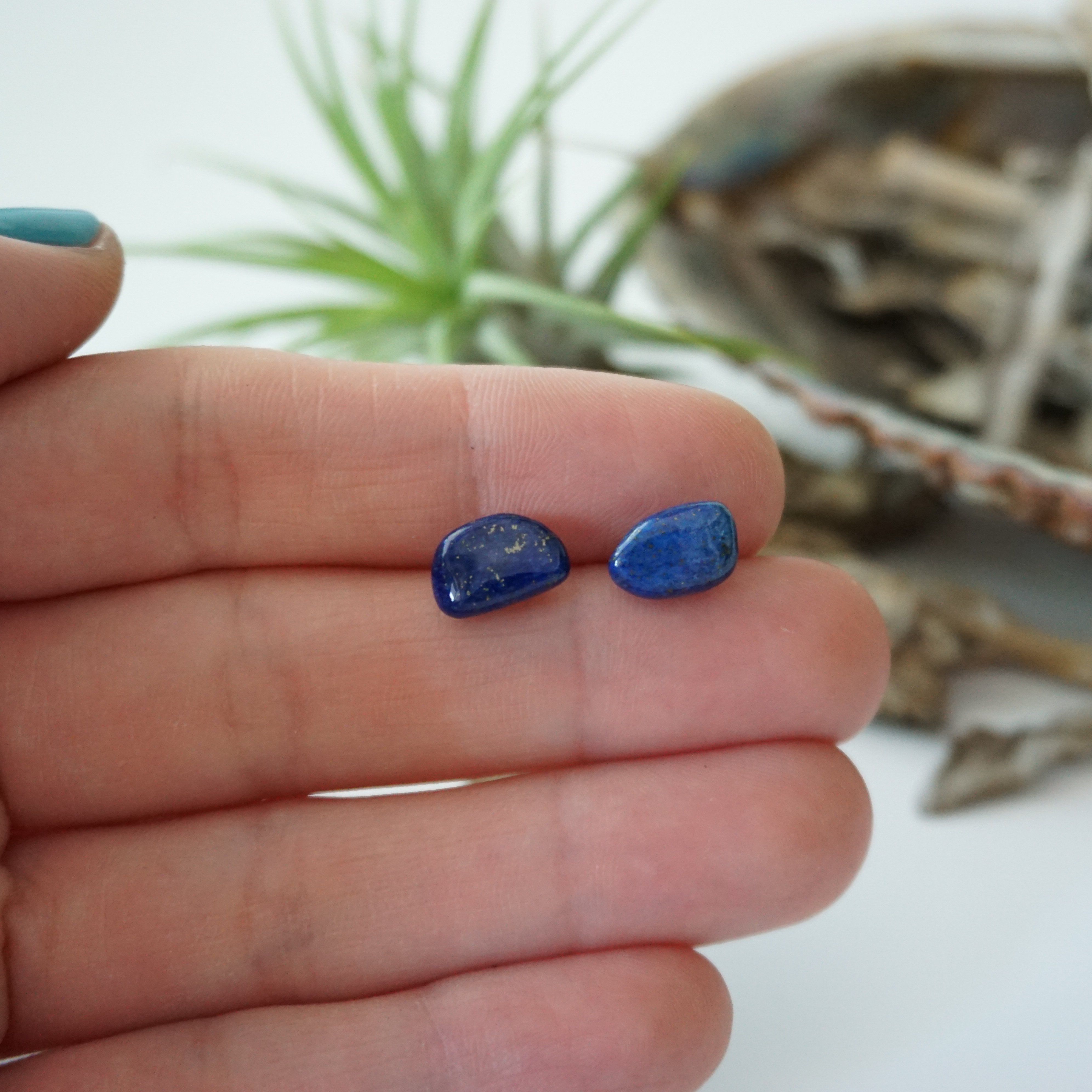 Lapis Lazuli Stud Earrings - 14K Gold Post Earrings for Women | Perfect for Everyday Wear, Office & Special Occasions