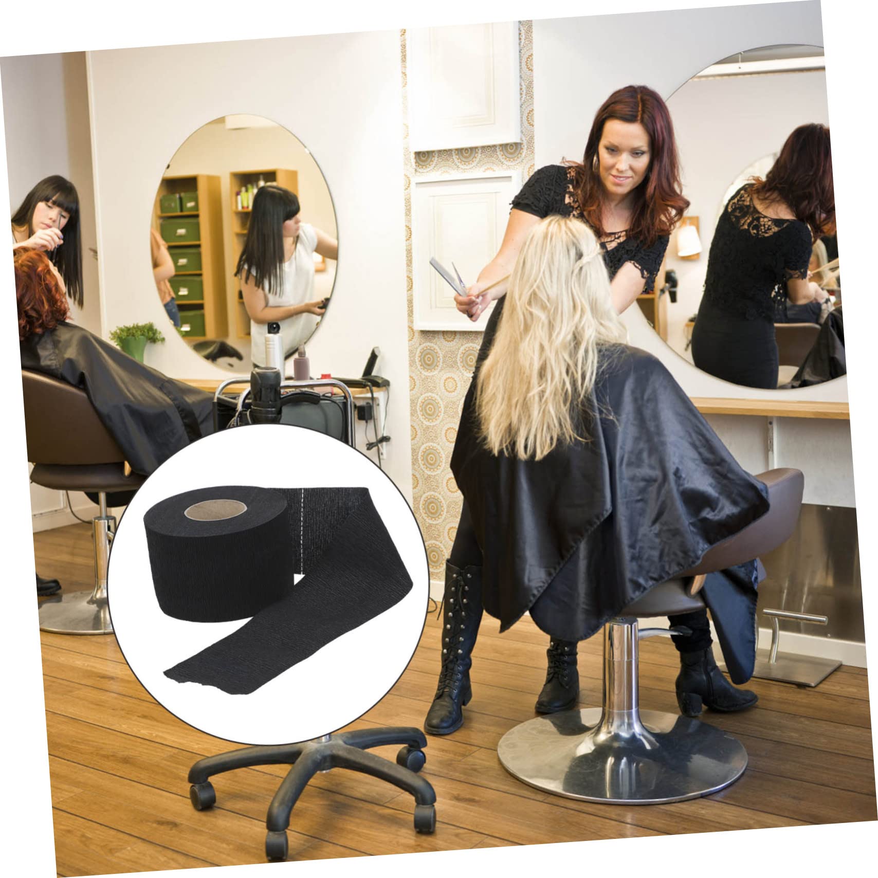 FOMIYES 4 Rolls Stretchy Barber Paper Neck Strips - Disposable Haircut Neckbands for Salon & Home Use, Black - Perfect for Hairdressers, Stylists & DIY Haircuts