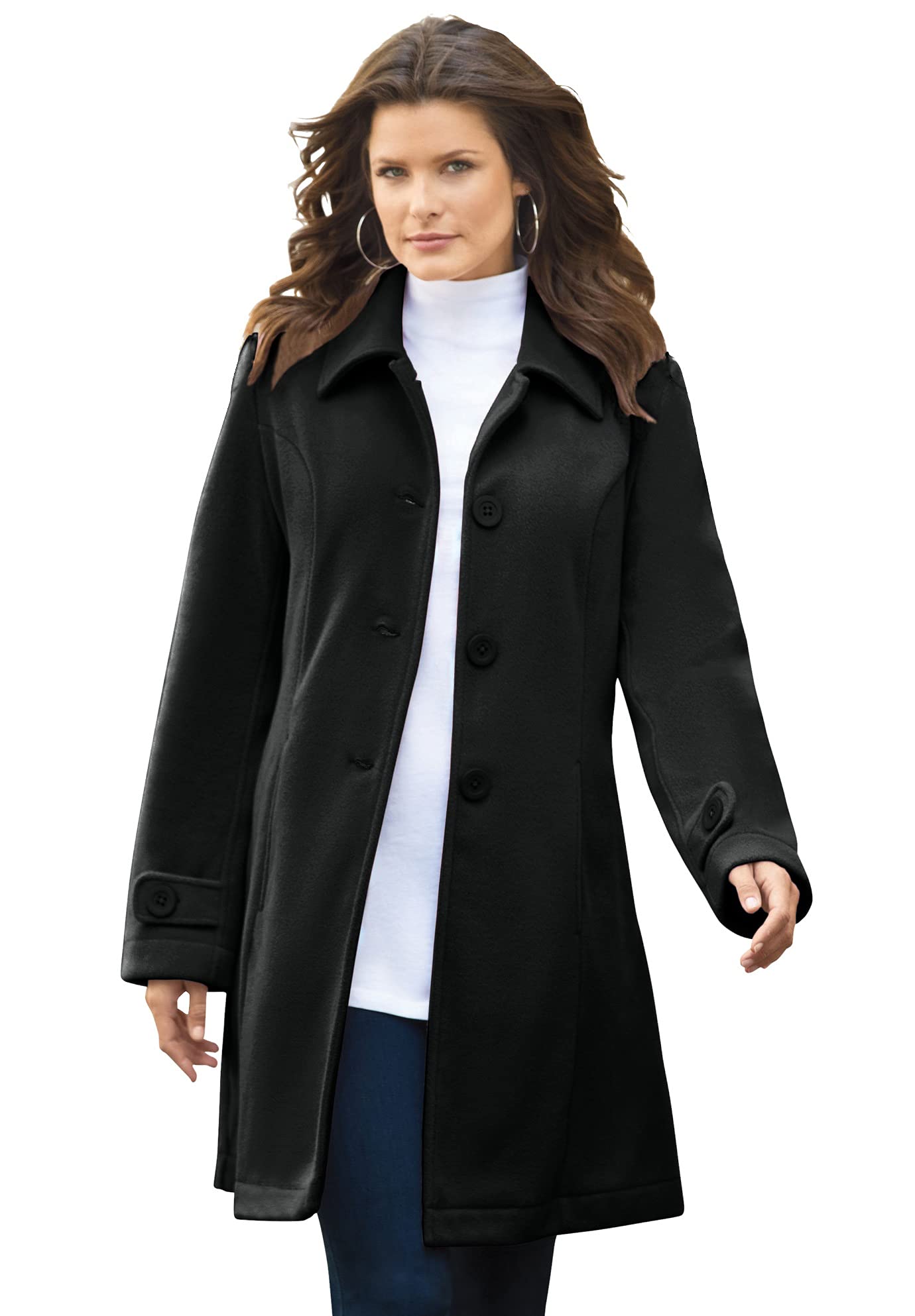 Roaman's Women's Plus Size Plush Fleece Jacket - Soft & Cozy Winter Coat for Outdoor Activities, Casual Wear & Cold Weather