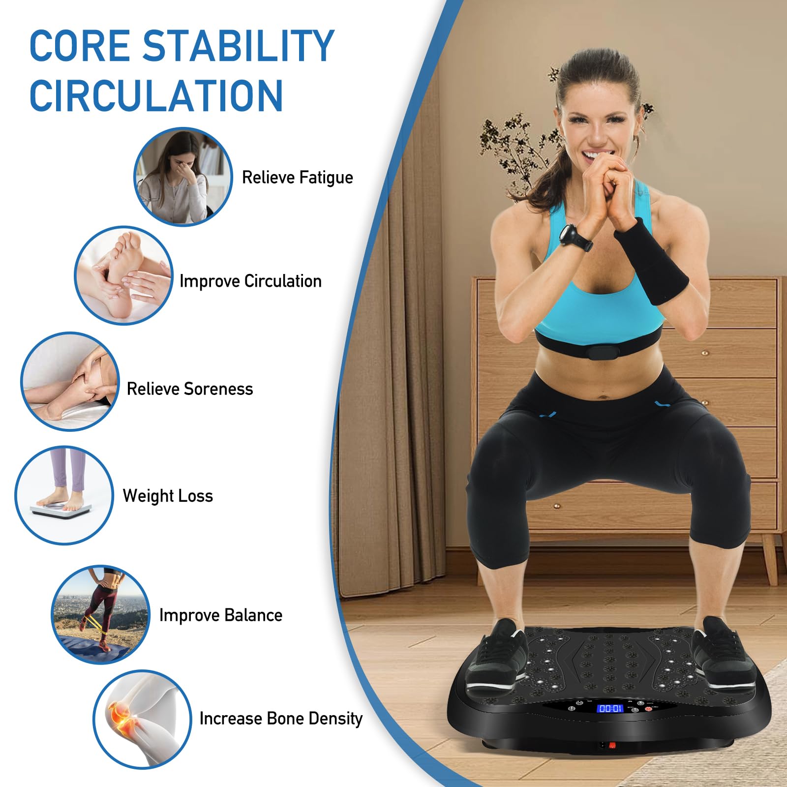 **Vibration Plate Exercise Machine with Remote Control - Full Body Workout Platform for Home & Office, Foot Massage & Pain Relief, Fitness Equipment (No Resistance Bands) - Ideal for Weight Loss, Muscle Toning & Relaxation**