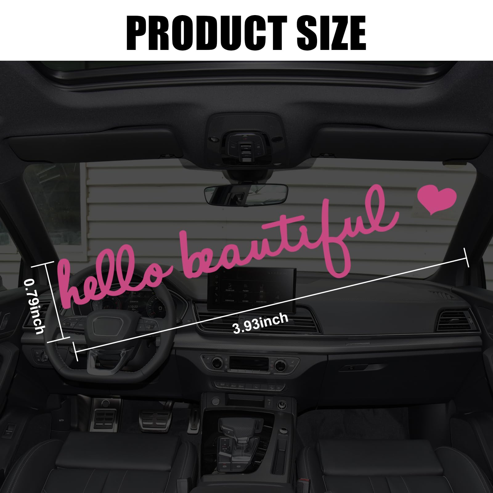 1 PC Car Rearview Mirror Sticker - Hello Beautiful 3.93In x 0.78In Waterproof Vehicle Decal, Universal Cute Automotive Accessory for Truck SUV Car (Pink) - Perfect for Personalizing Your Ride & Adding Style