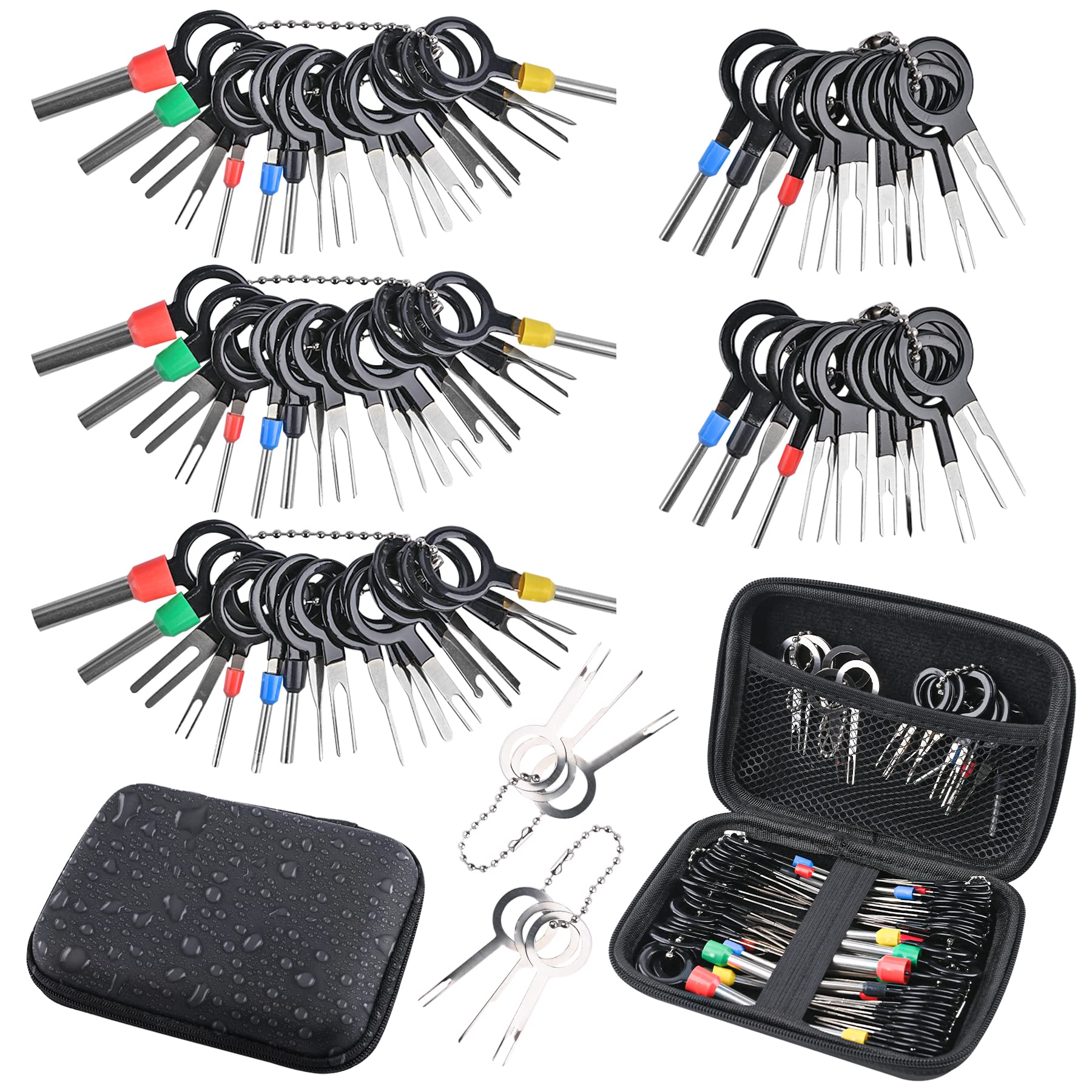 82pcs Terminal Removal Tool Kit - Wire Connector Pin Extractor Set for Electrical Wiring, Crimp Back Needle Removal Tools with Protective Bag | Ideal for Automotive, Electronics & DIY Repairs