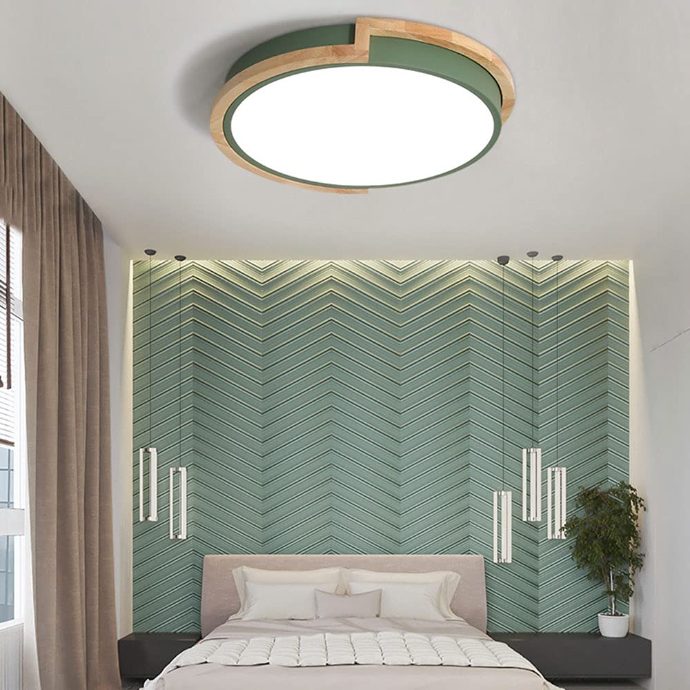 Ultra-Thin Modern Round LED Ceiling Light - White Flush Mount Lighting Fixture with Metal & Wood Design for Bedroom, Balcony, Corridor - Energy Efficient Home & Office Lighting Solution