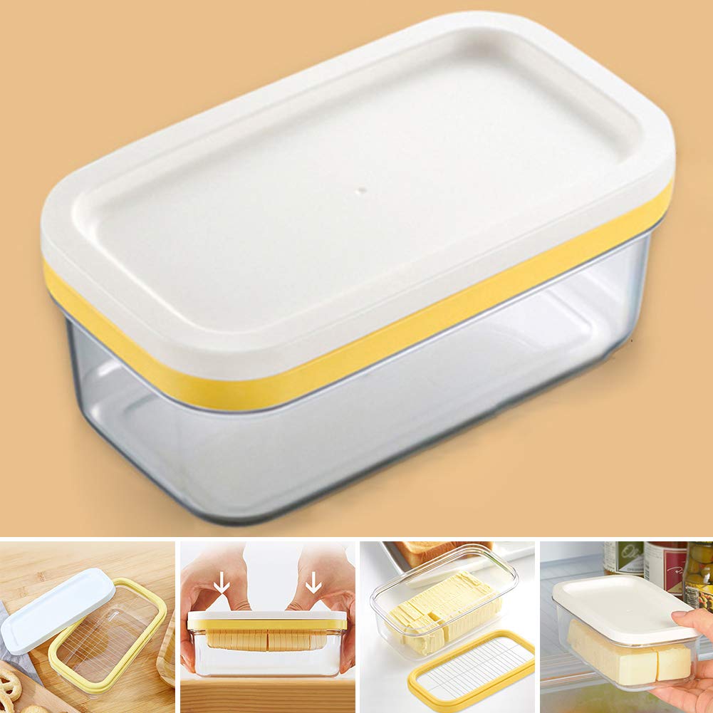 Bamboo Lid Butter Dish - Airtight Butter Keeper Container for Fresh Butter Storage | Rectangle Food Storage Box for Kitchen, Dining Table & Picnic Use