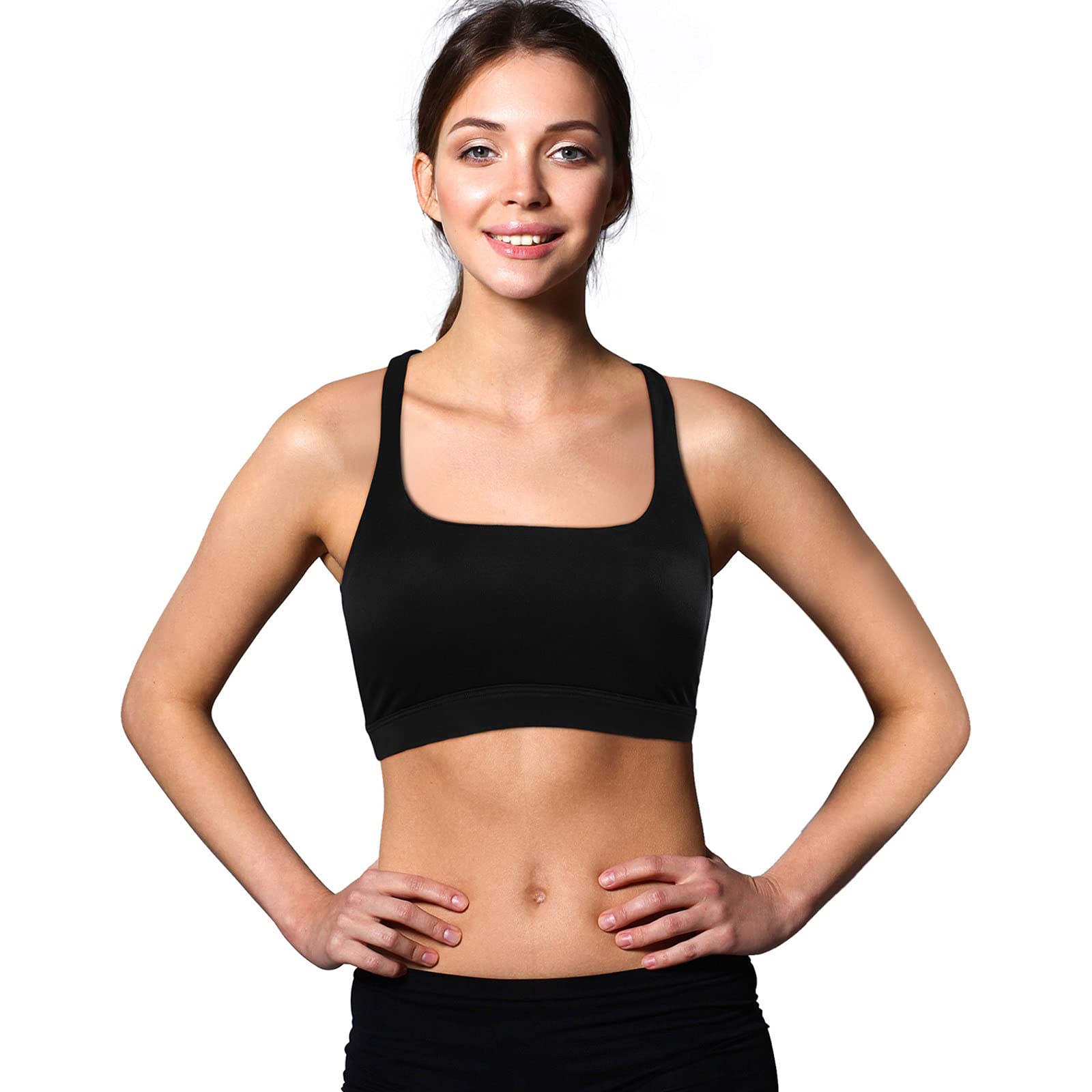 Patelai 2 Pack Women's Padded Sports Bras - Seamless Workout Tank Top with Strappy Cross Back Design for Yoga, Running & Gym - Comfortable Racerback Athletic Bra for Active Women
