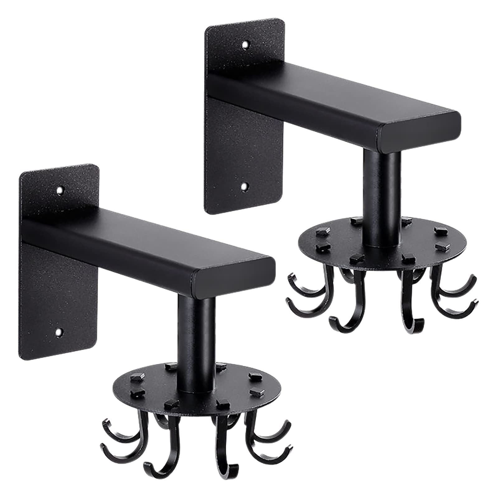 2-Pack 360° Rotatable Under Cabinet Metal Utensil Hanger with 8 Hooks - Space Saving Kitchen Organizer for Pots, Pans & Cooking Tools - Perfect for Kitchen, Bathroom & Pantry Storage