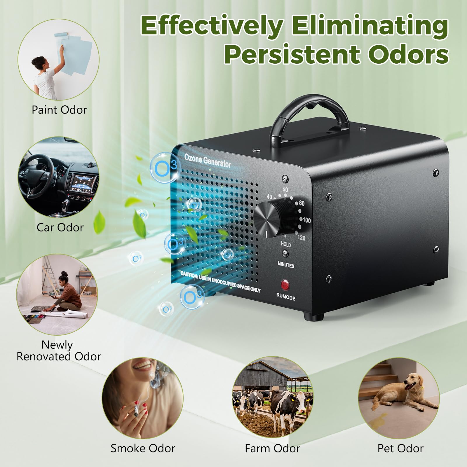 Commercial Ozone Generator Machine - High Capacity Ozone Air Purifier for Home, Car, Smoke & Pet Odor Removal - Eliminate Bad Smells in Basements, Hotels & Offices
