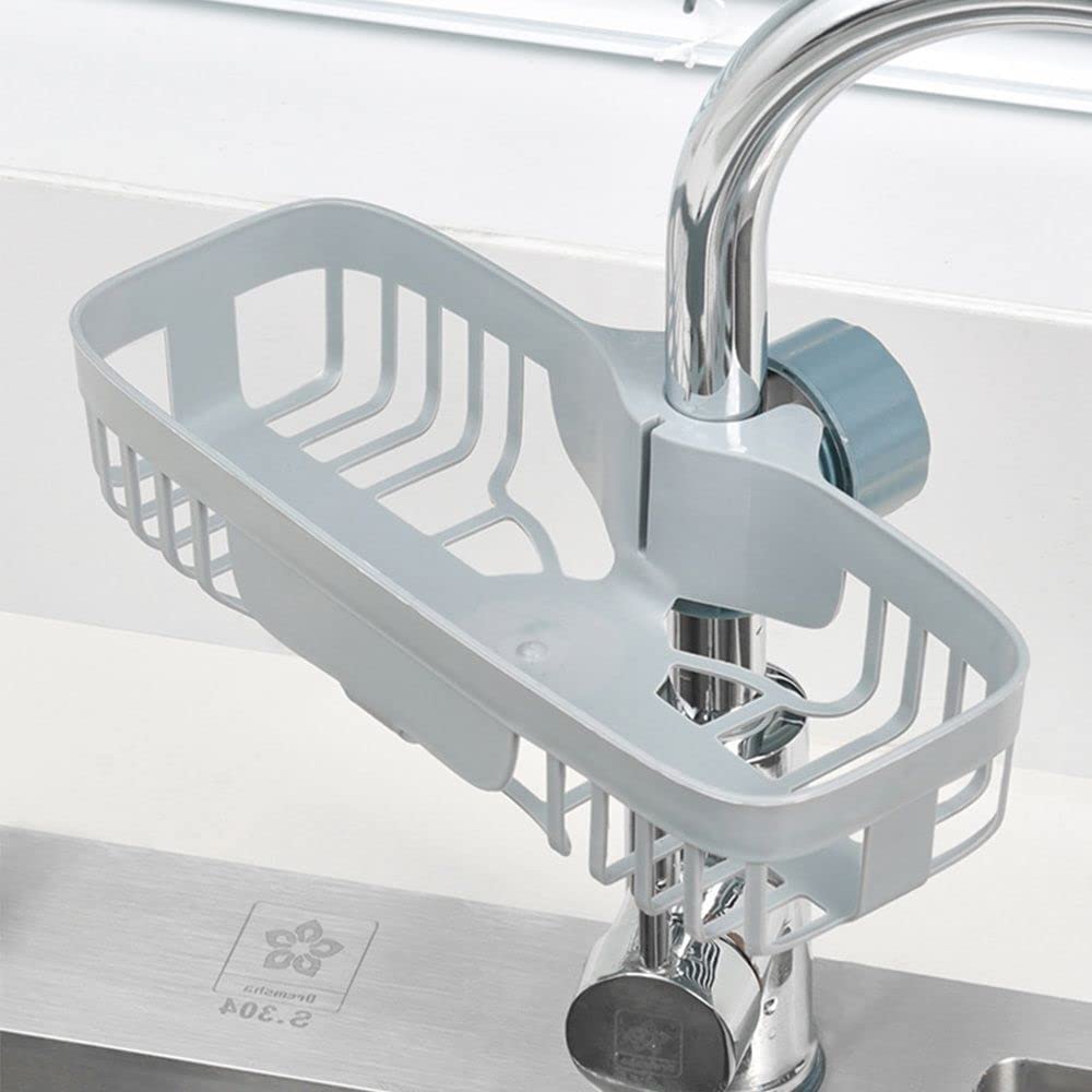 GION Plastic Sink Caddy Organizer - Snap-on Faucet Rack for Kitchen & Bathroom Storage | Holds Soap, Sponges & Cleaning Supplies | Space-Saving Drain Rack for Small Spaces (1 Pack) | Perfect for Organizing Under Sink & Next to Faucet