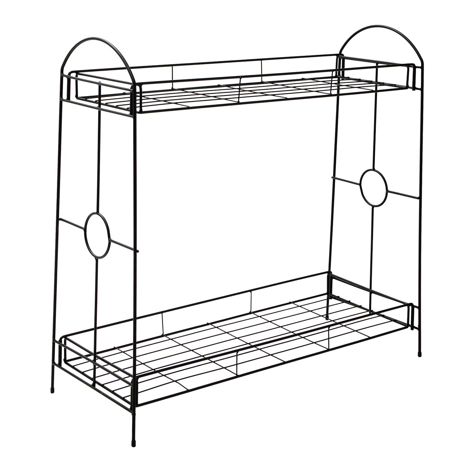 2-Tier Metal Flower Stand with Tray - Indoor/Outdoor Plant Holder Rack for Garden, Patio, Balcony & Home Decor - Perfect for Potted Plants, Herbs & Succulents