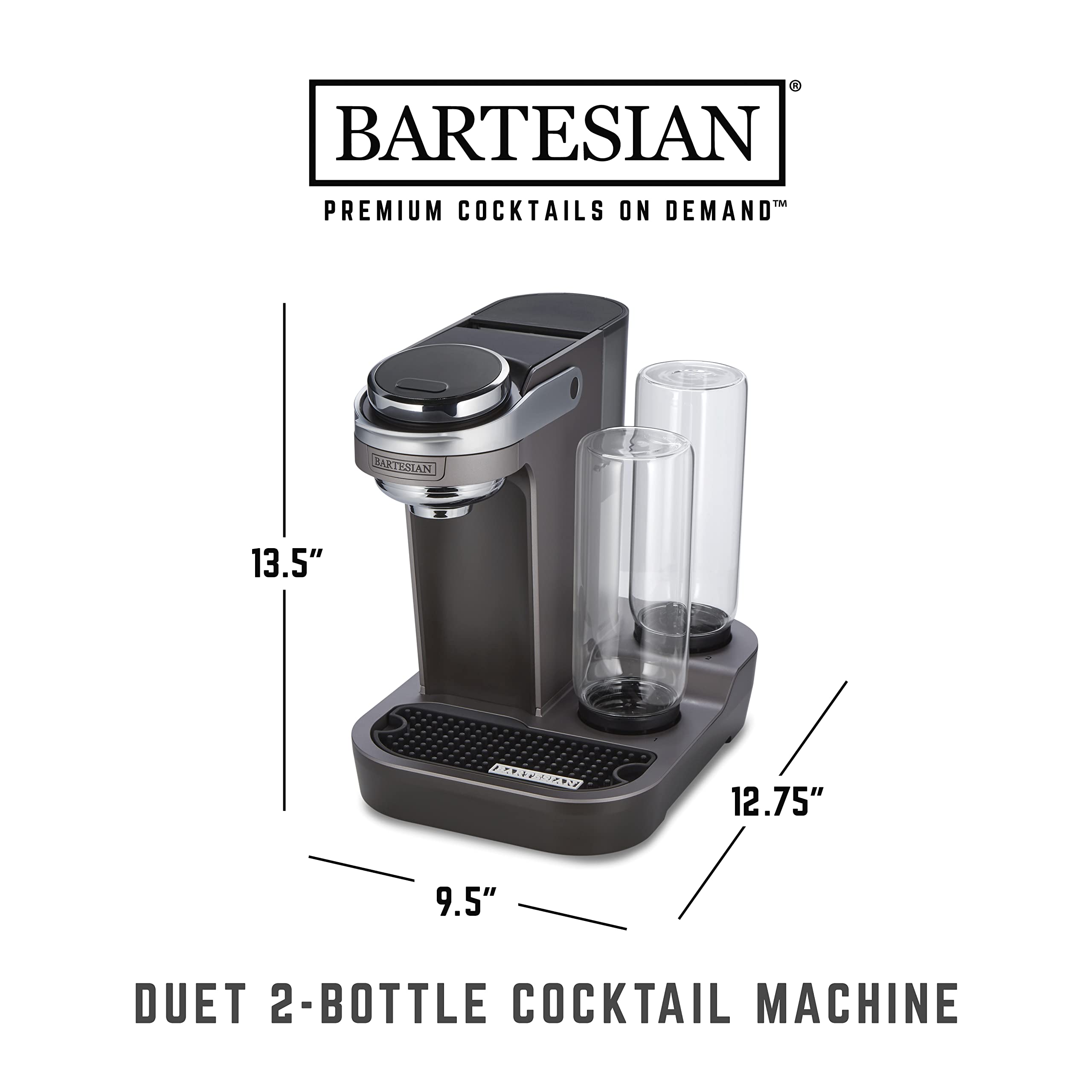 Bartesian Duet Cocktail Machine with 2 Glass Spirit Bottles (Renewed) - Premium Home Bar Mixer for Margaritas, Martinis & More | Perfect for Parties, Entertaining & Home Cocktail Making