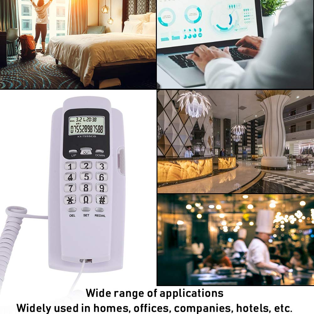 **Corded Telephone with Caller ID & Backlight - Home Office Phone for Home, Office, Restaurant, Hotel - Compact & Reliable (White)**    *(Perfect for clear communication in busy environments like offices, restaurants, and hotels, or as a reliable home landline phone.)*