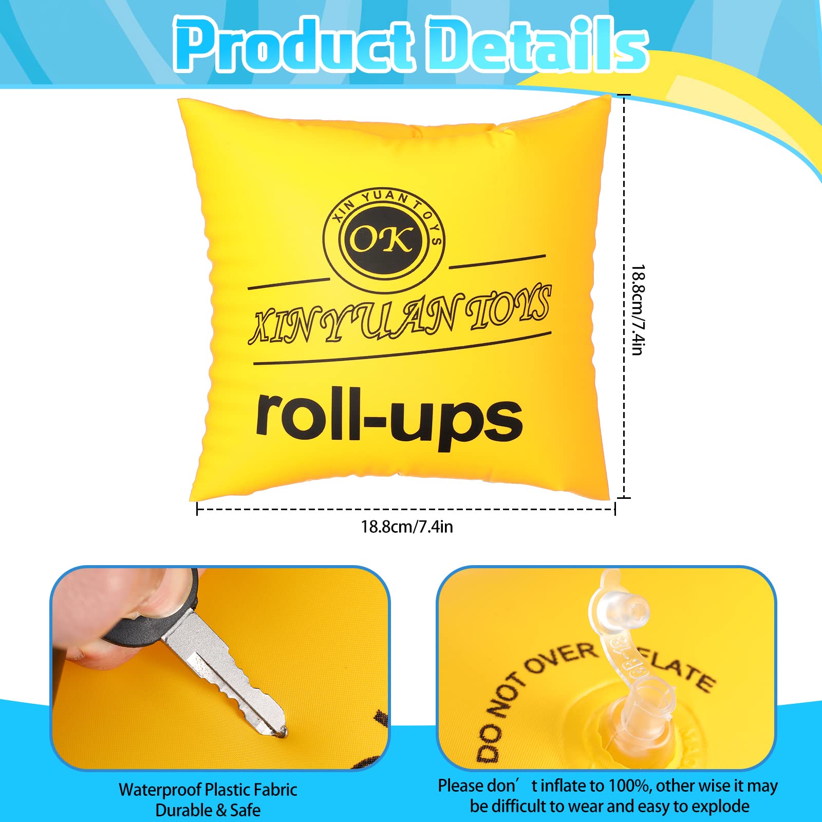 **Outus Kids PVC Arm Floaties - Adjustable Inflatable Swim Arm Bands for Toddlers & Children (4 Colors) - Safe Water Wings for Pool, Beach & Swimming Lessons**