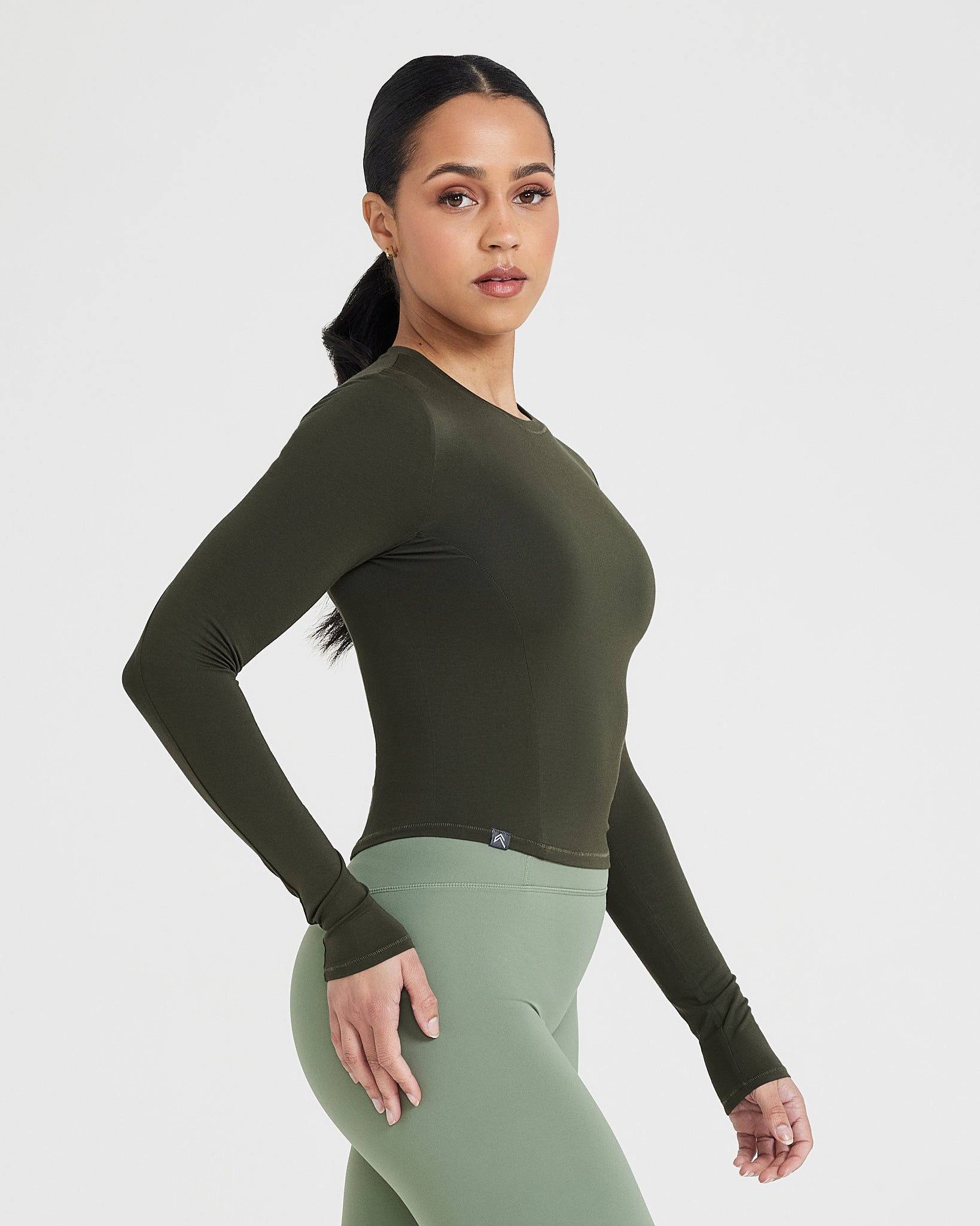 Mellow™ Soft Mid Long Sleeve Women's Tops - Comfortable Khaki Casual Shirt for Everyday Wear | Perfect for Office, Dating & Weekend Outfits