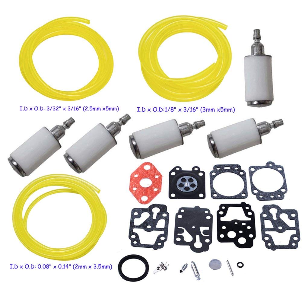 HIFROM Carburetor Repair Kit - Gasket & Diaphragm with 3 Size 4 Feet Fuel Line - Compatible with Walbro K20-WYL, Honda GX22 GX31, Maruyama LE230, Echo GT1100 GT2101, Trimmer WYL-240-1 WYL-242-1 - Perfect for Small Engine Maintenance & Repair