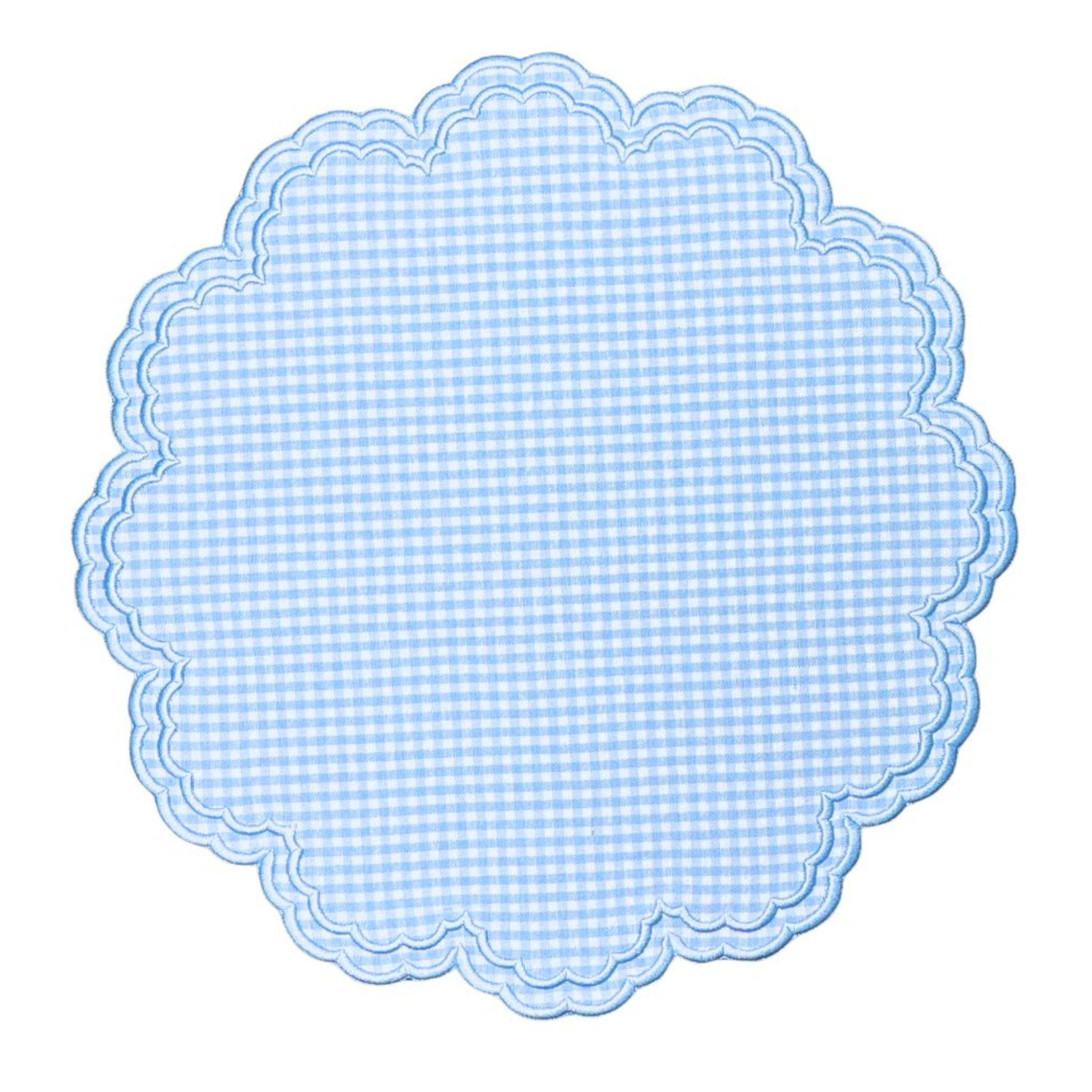 Blue Gingham Bettina Placemat Set of 4 - Stylish Cotton Table Mats for Dining Room, Kitchen, and Outdoor Picnics - Washable & Durable Place Settings for Everyday Use