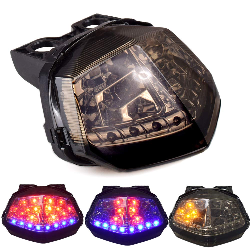KYN Kawasaki Ninja 250 2008-2012 LED Tail Light Assembly with Integrated Brake & Turn Signals - High Visibility Motorcycle Safety Light for Night Riding & Urban Commuting