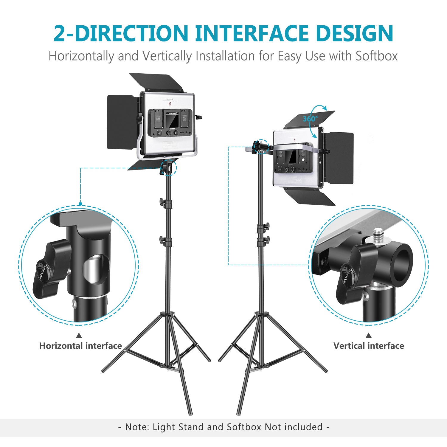 NEEWER 2 Pack SNL530 Bi-Color LED Video Light Panel Kit with Adjustable Brightness & Color Temperature for YouTube, Photography, Live Streaming, and Studio Lighting