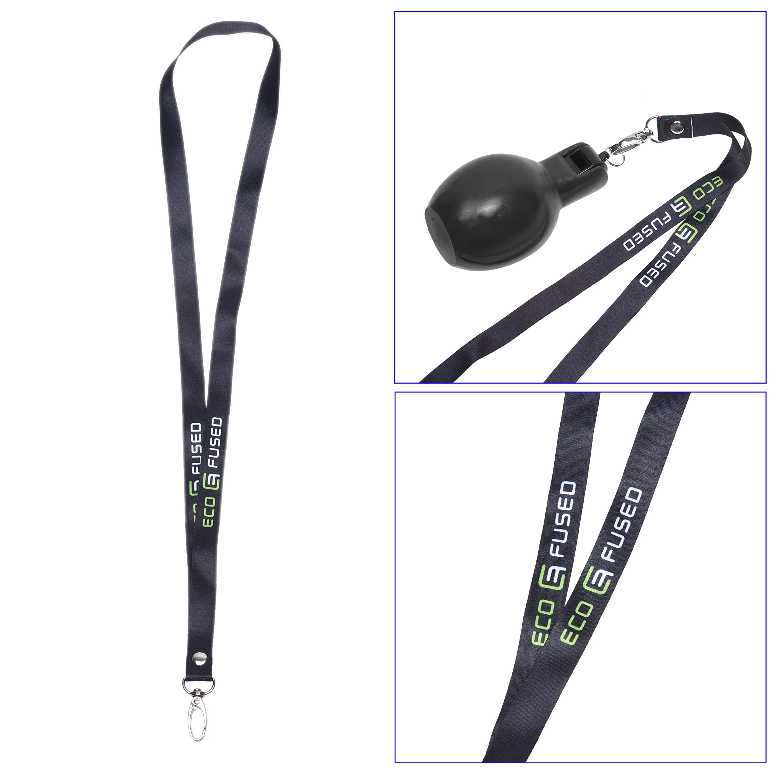Eco-Fused 2X Hand Squeeze Whistles with Lanyards for Sports & Survival