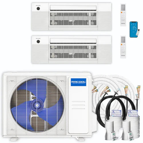 MRCOOL DIY Mini Split 21,000 BTU 2 Zone Ductless Air Conditioner and Heat Pump with 25 ft. Installation Kit - DIYM218HPW01C07 - Perfect for Home, Garage, and Office Cooling & Heating