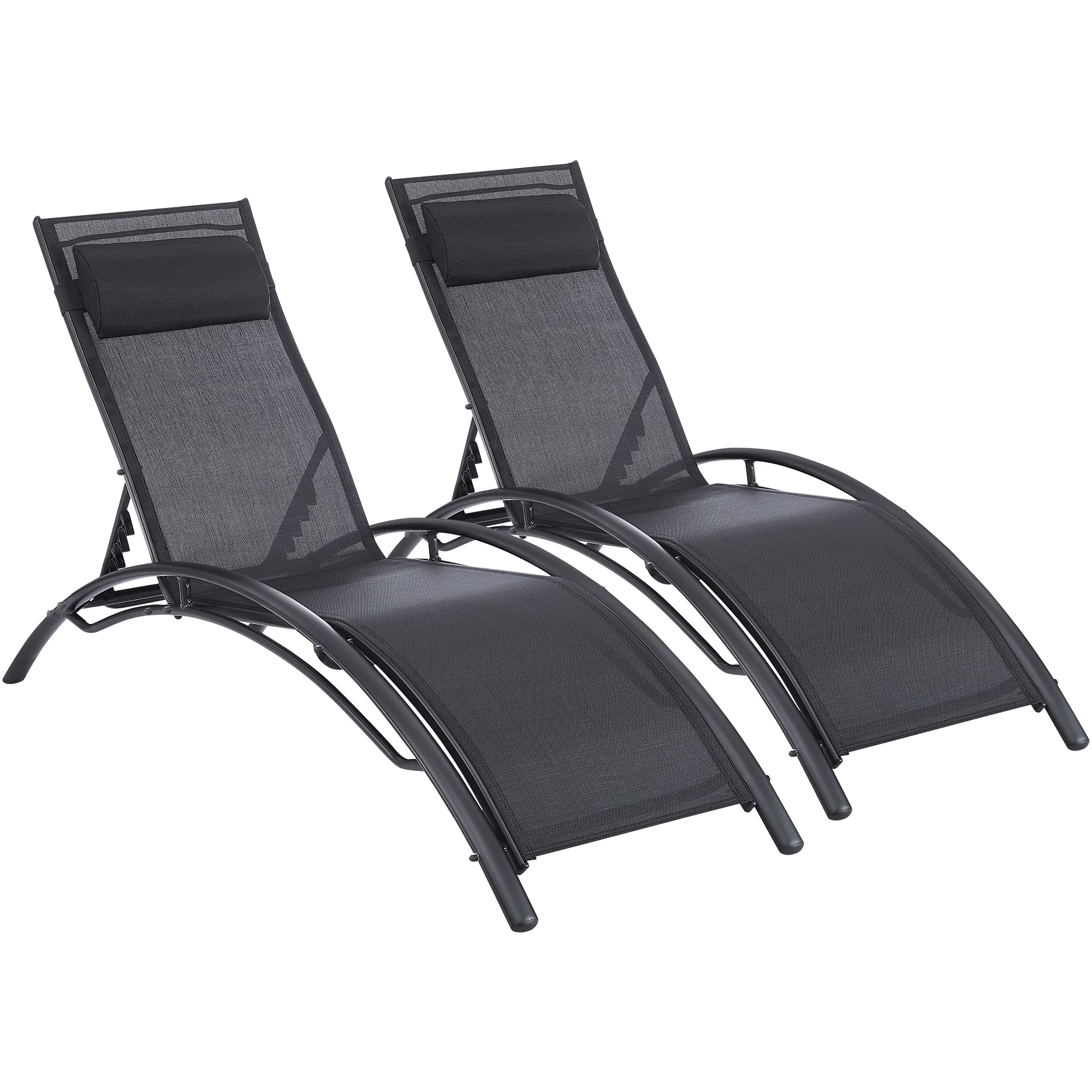 MOOWIND 2-Piece Outdoor Chaise Lounge Set - Adjustable Patio Recliner Chairs for Poolside, Beach, Tanning, Yard & Lawn - Comfortable Sunbathing Loungers (Side Table Not Included) - Perfect for Relaxing by the Pool, Backyard Lounging, and Beach Vacations