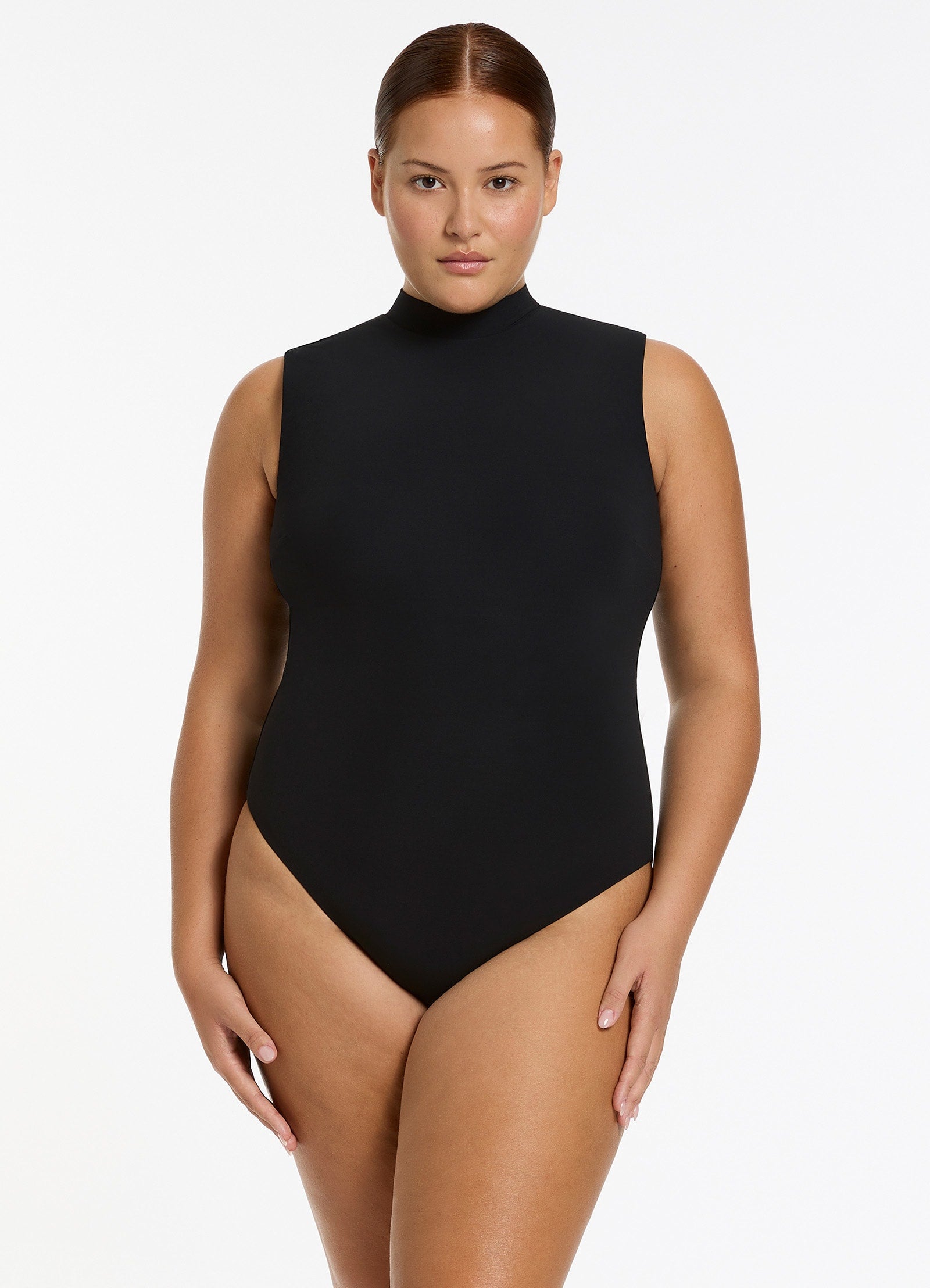 Jetset Sleeveless High Neck One Piece Swimsuit - Black | Women's Sexy Monokini Bathing Suit for Beach, Pool & Vacation