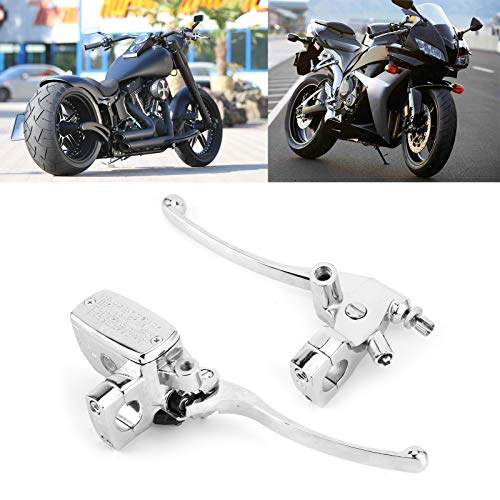 Universal Motorcycle Hydraulic Brake Clutch Master Cylinder Lever Assembly - Silver 1in Handlebar Compatible for Most Motorcycles - Perfect for Street Bikes, Cruisers & Off-Road Adventures