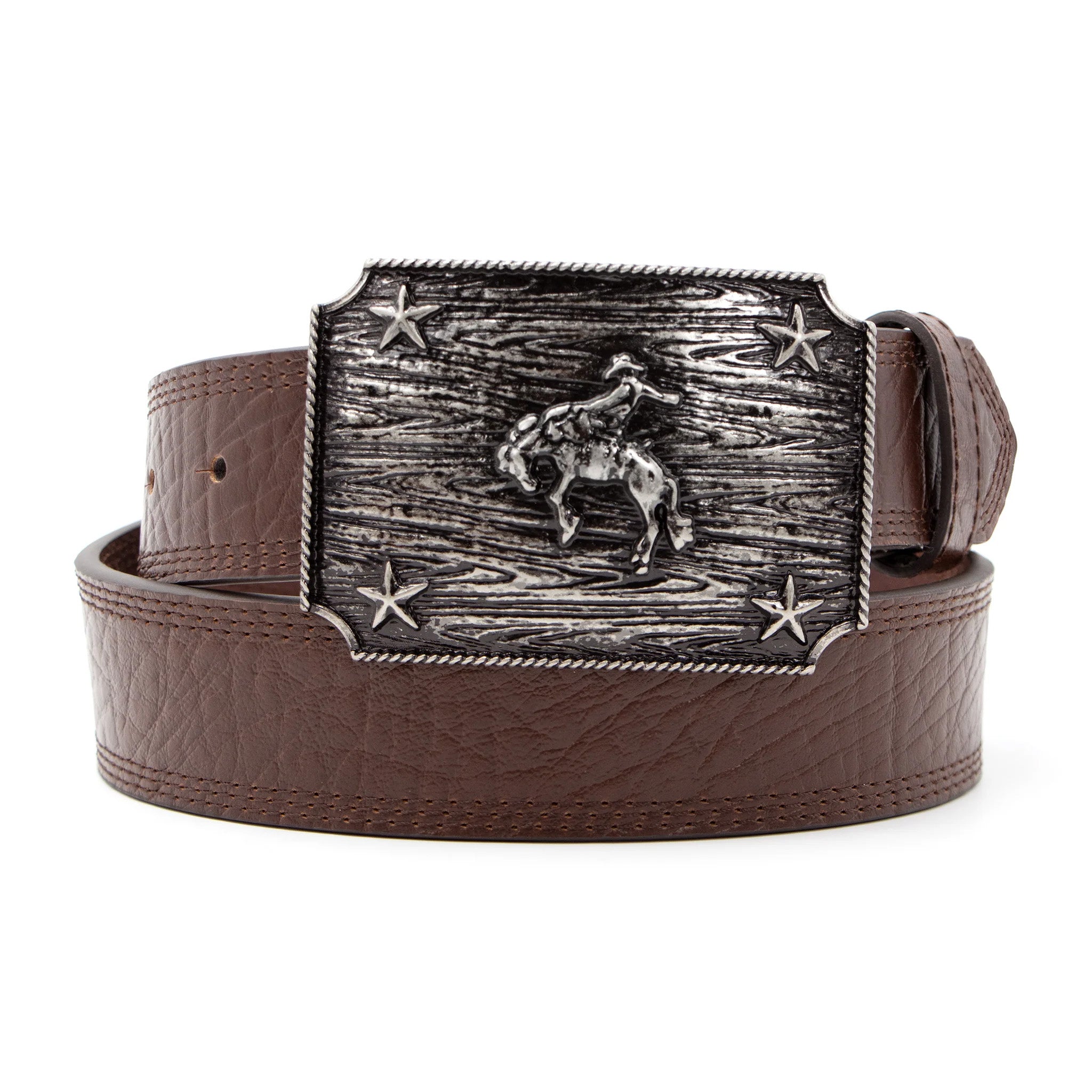 AndWest Men's Iconic Bronc Rider Plaque Buckle Belt - Western Style Cowboy Belt for Rodeo, Ranch & Casual Wear - Perfect for Country Music Festivals & Western Fashion
