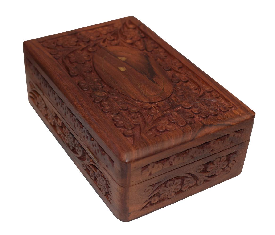 Set of 3 Handmade Wooden Jewelry Box Organizers with Floral Design - Perfect for Necklace, Ring & Earring Storage - Great Gift for Women, Brides & Home Decor