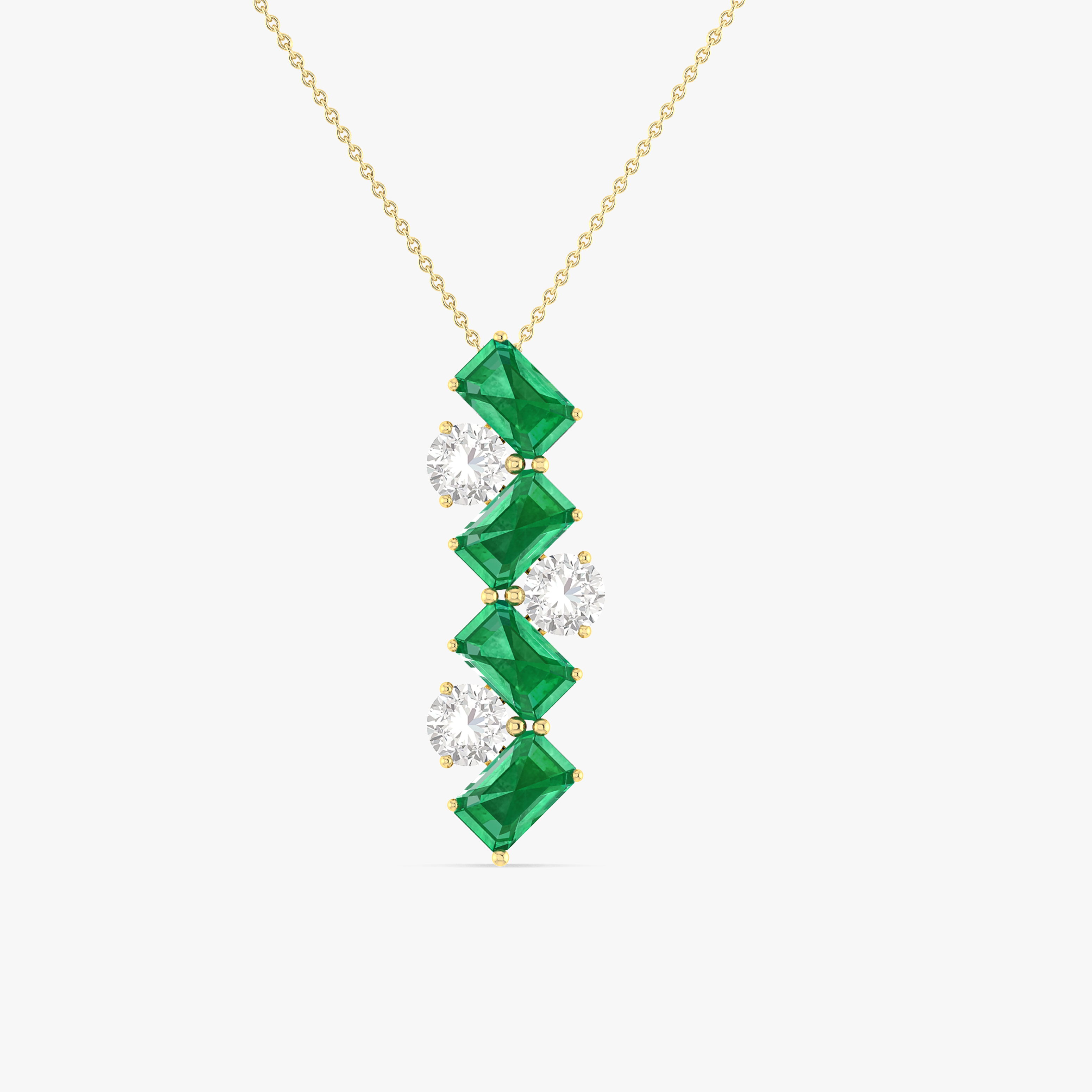 Emerald Baguette Gemstone Pendant Necklace - 14K Gold Plated Elegant Jewelry for Women - Perfect Gift for Birthday, Anniversary & Special Occasions
