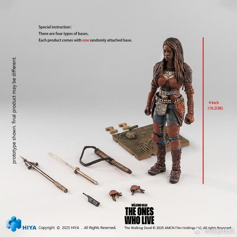 Pre Order 1/18 HIYA 4-Inch Action Figure - The Walking Dead: The Ones Who Lived Michonne Collectible Mini Series | Highly Detailed Sculpt | Perfect for Display, Collection, and Role-Playing Scenes