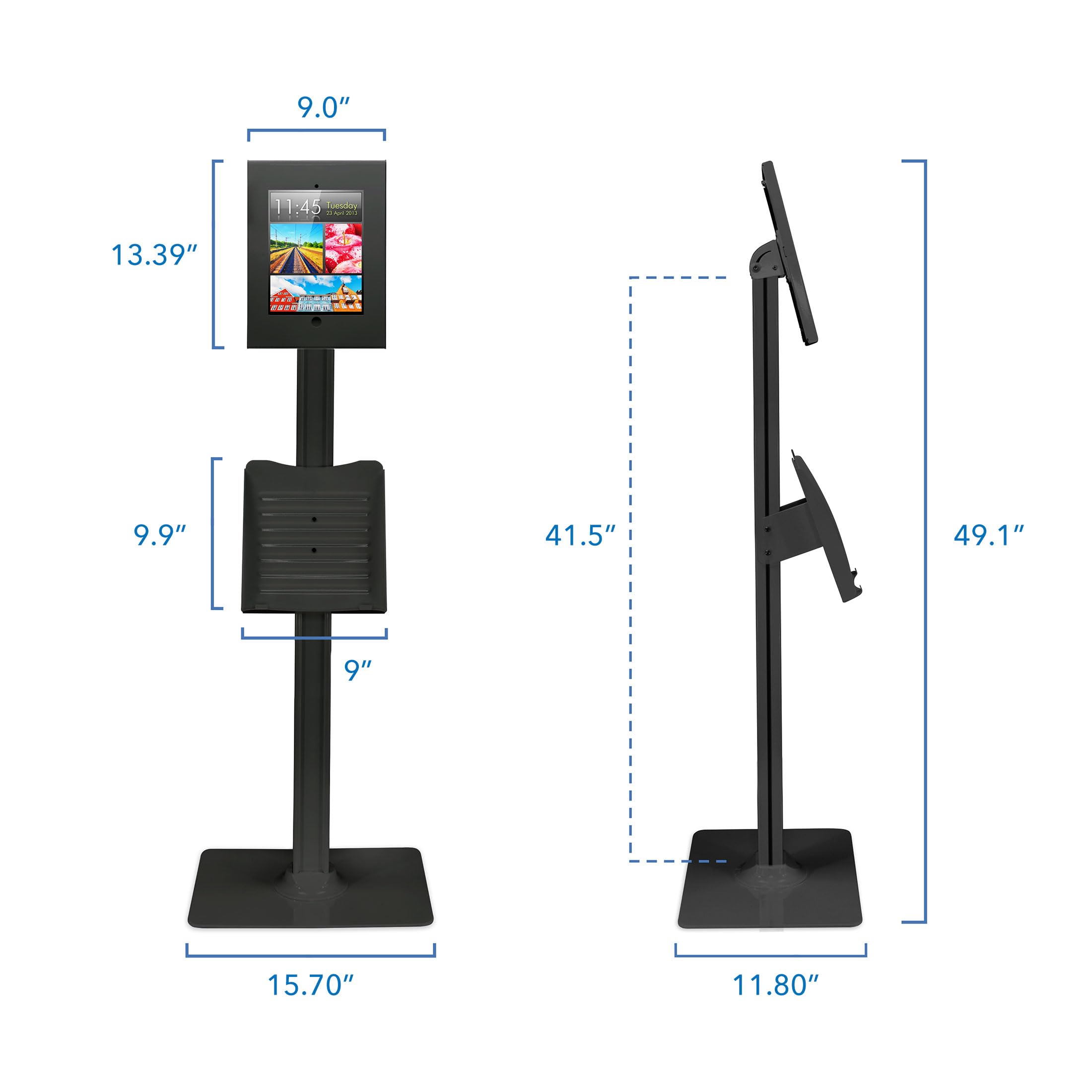 Mount-It! Universal Anti-Theft Floor Stand for iPad 7th-10th Gen, iPad Pro & iPad Air - Secure Adjustable Tablet Kiosk Mount with Locking Mechanism - Ideal for Retail Stores, Restaurants & Public Spaces