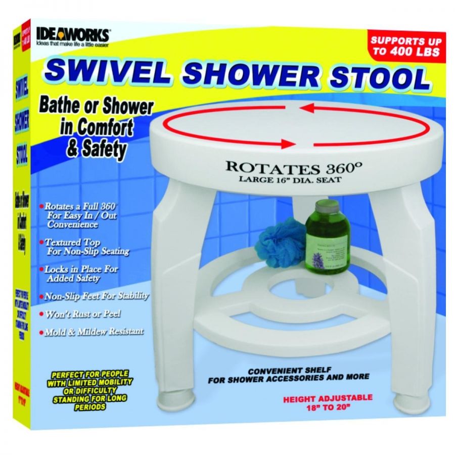Swivel Shower Stool for Elderly & Disabled - Adjustable Height 17 to 19 Inches, 16.5