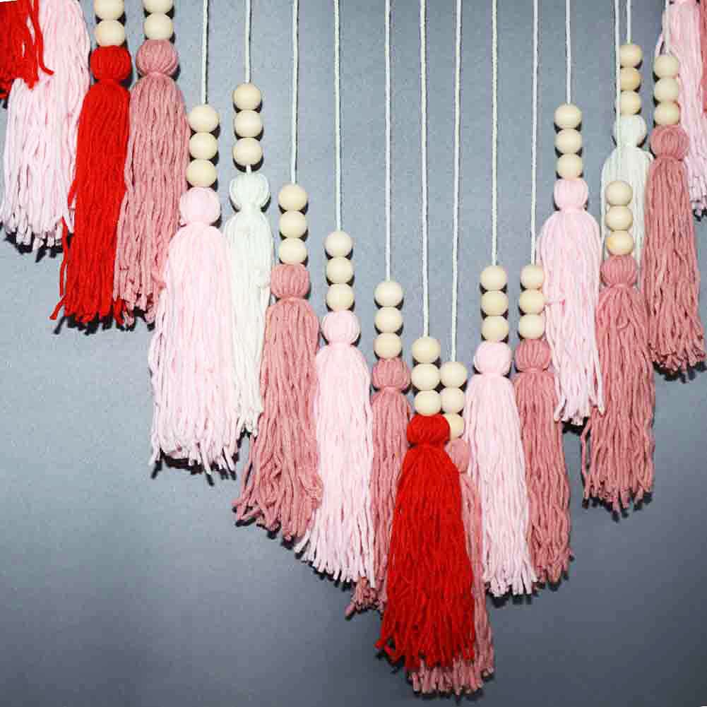 Bohemian Macrame Wall Hanging with Wood Beads - Home Decor for Bedroom & Living Room