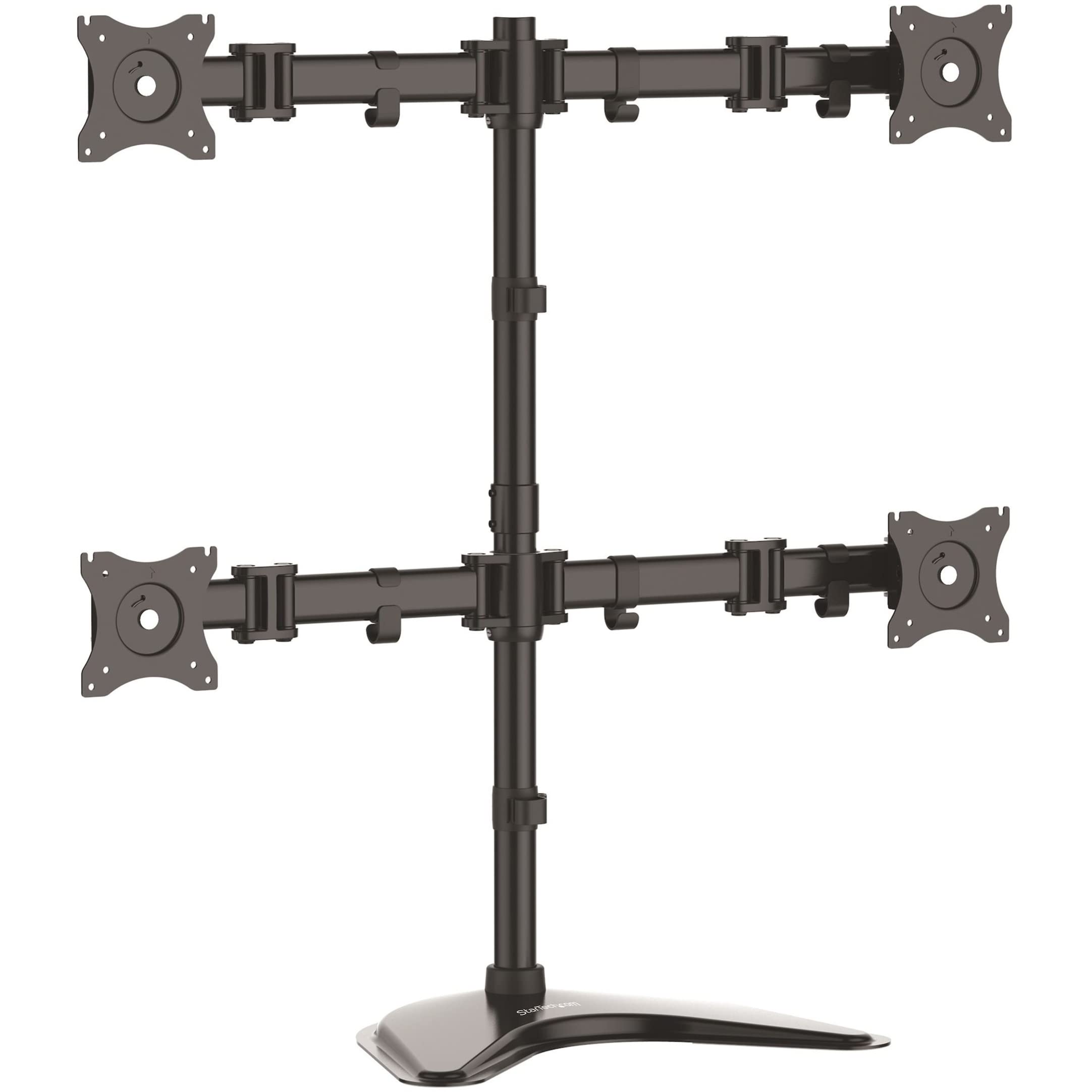 StarTech.com Adjustable Quad Monitor Stand - Articulating Steel Arm for 13” to 27” Screens - VESA Compatible 4 Monitor Mount - Black (ARMBARQUAD) - Perfect for Home Office, Gaming Setup & Multi-Tasking Workspaces