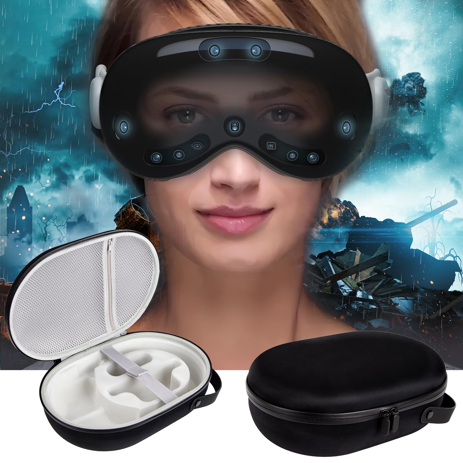 Olycism Travel Case Compatible with Apple Vision Pro - Waterproof & Shockproof EVA Storage Bag for VR Headset - Perfect for Travel, Home Storage & Outdoor Adventures