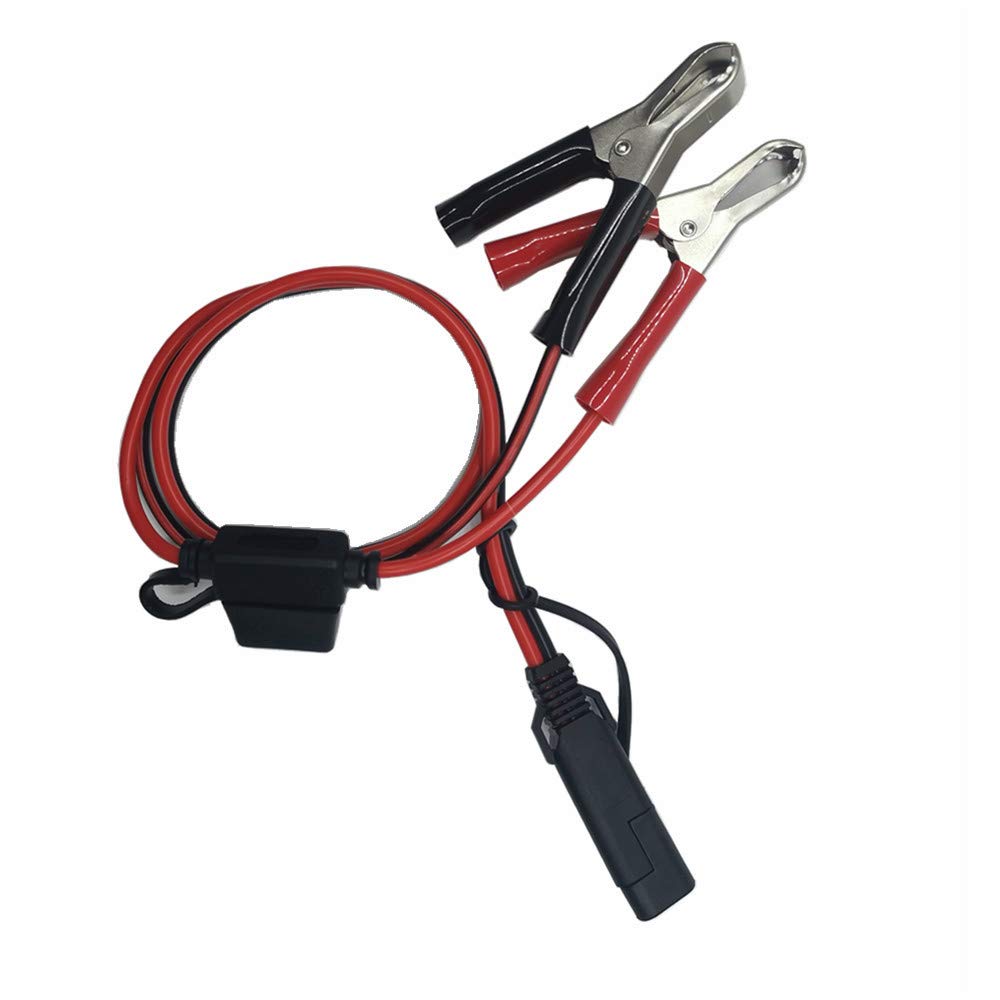 SAE to Alligator Clips 2FT Battery Charger Cable - 12V-24V Quick Disconnect Extension Cord with 15A Clamps for Car, Motorcycle, Solar Panel & Pump Charging - Perfect for Trickle Chargers, Battery Maintenance & Portable Power Applications