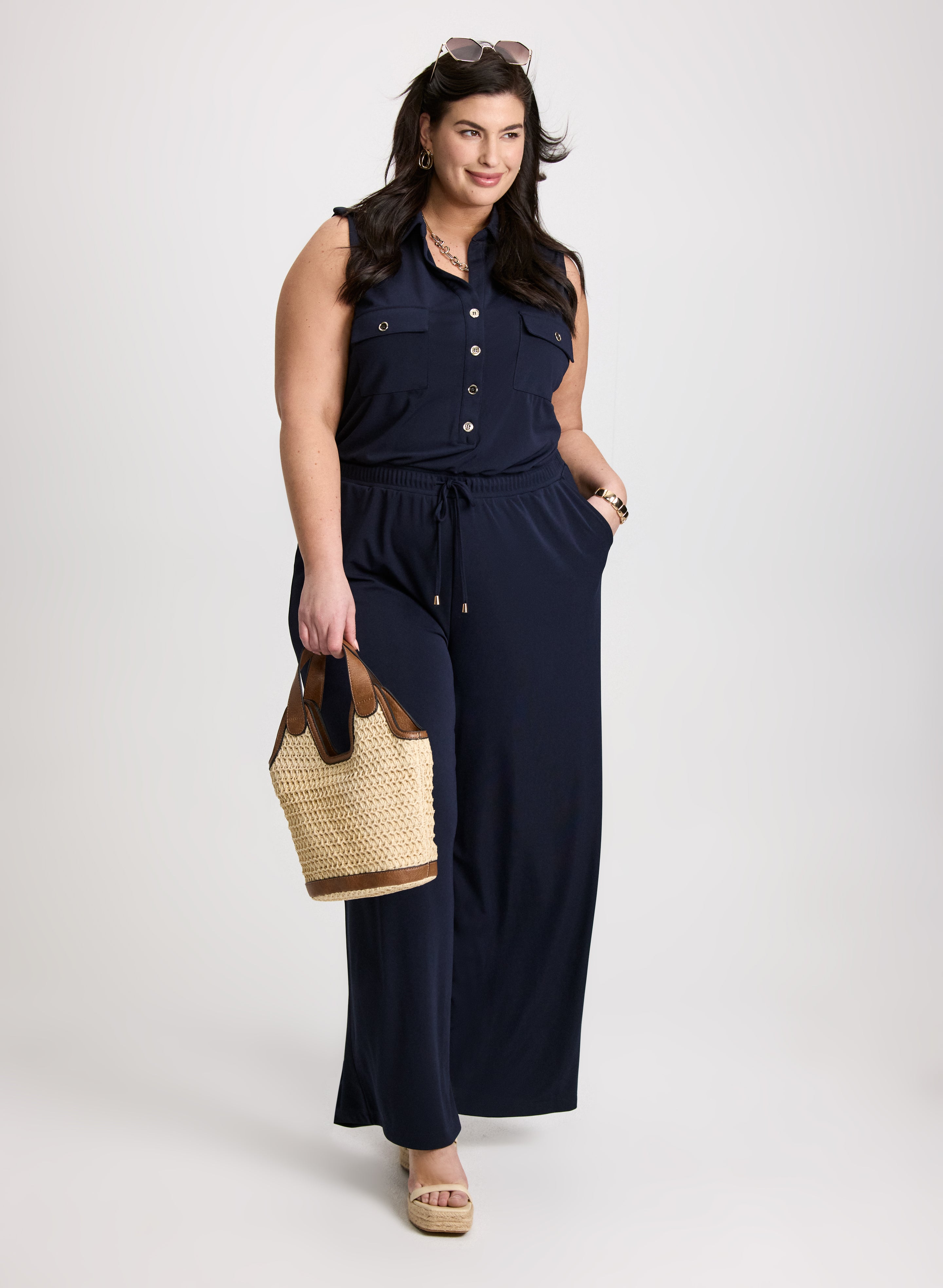 Stylish Women's Drawstring Waist Jumpsuit - Comfortable Casual Romper for Summer Outings, Beach Wear & Lounge