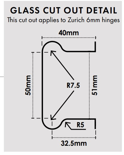 Zurich 6mm Glass to Glass Hinge Square Edge Black - Perfect for Shower Doors, Glass Cabinets & Room Dividers