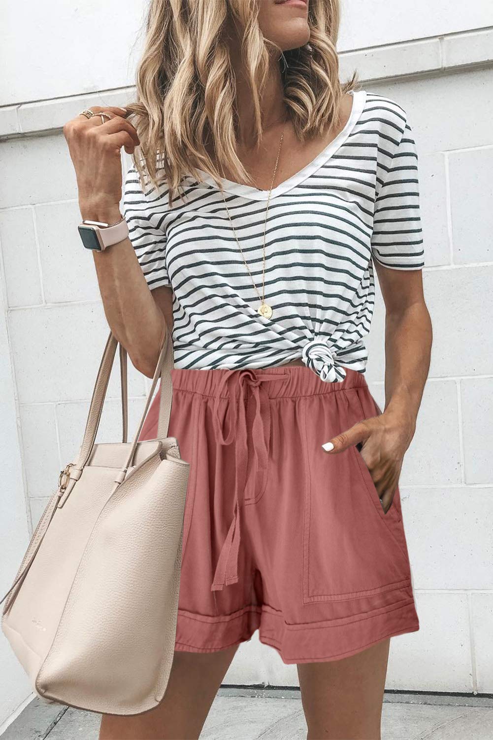 FEKOAFE Women's High Waist Cotton Shorts - Comfy Summer Drawstring Shorts for Women, Trendy Casual Wear (Sizes S-2XL) | Perfect for Beach, Gym, Yoga & Everyday Outfits