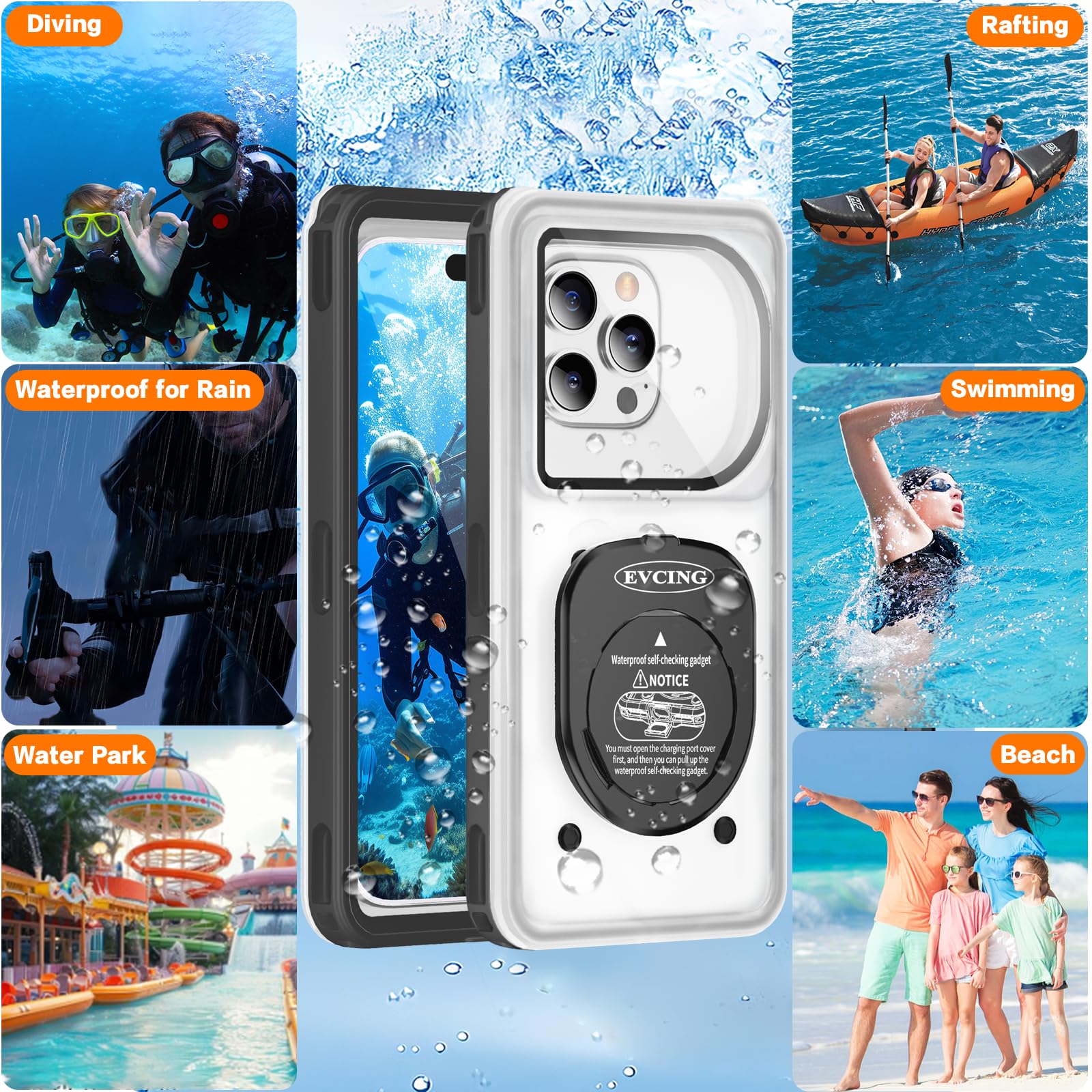 **Waterproof Phone Case for iPhone 16 Pro Max/15/14 & Galaxy S24 – IPX8 Underwater Protection, 360° Full-Body Shockproof Cover for Snorkeling, Diving, Beach & Cruise (Up to 6.9