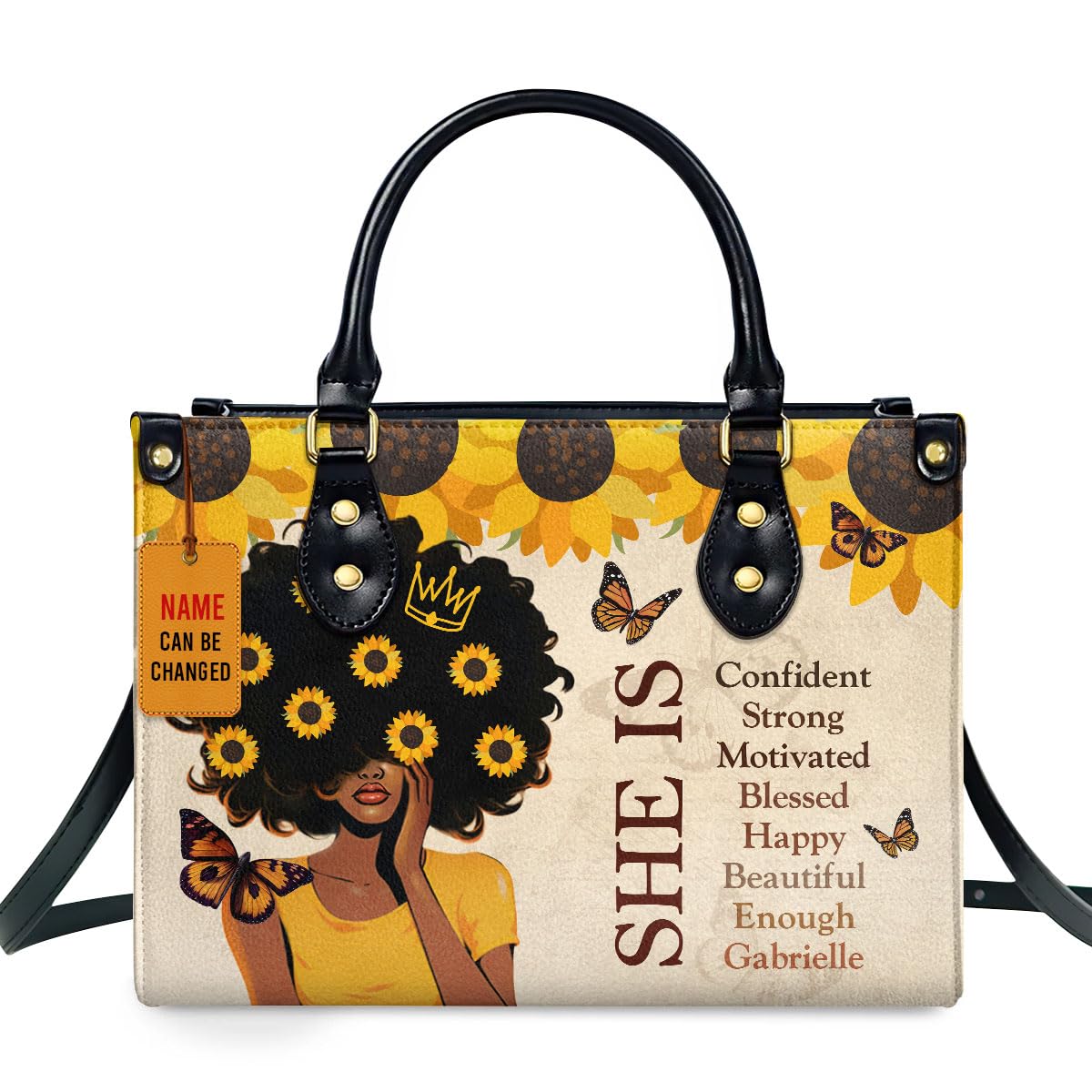 Custom Leather Handbag for African American Women - Unique Christmas Gift for Her - Perfect for Work, Parties & Special Occasions