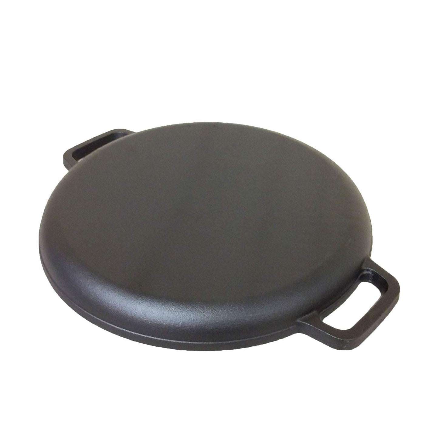 13.5 Inch Pre-Seasoned Cast Iron Pizza Pan - 35cm Round Baking Griddle for Stove, Oven, Grill & Campfire - Perfect for Homemade Pizza, Bread, Steak & Outdoor Cooking