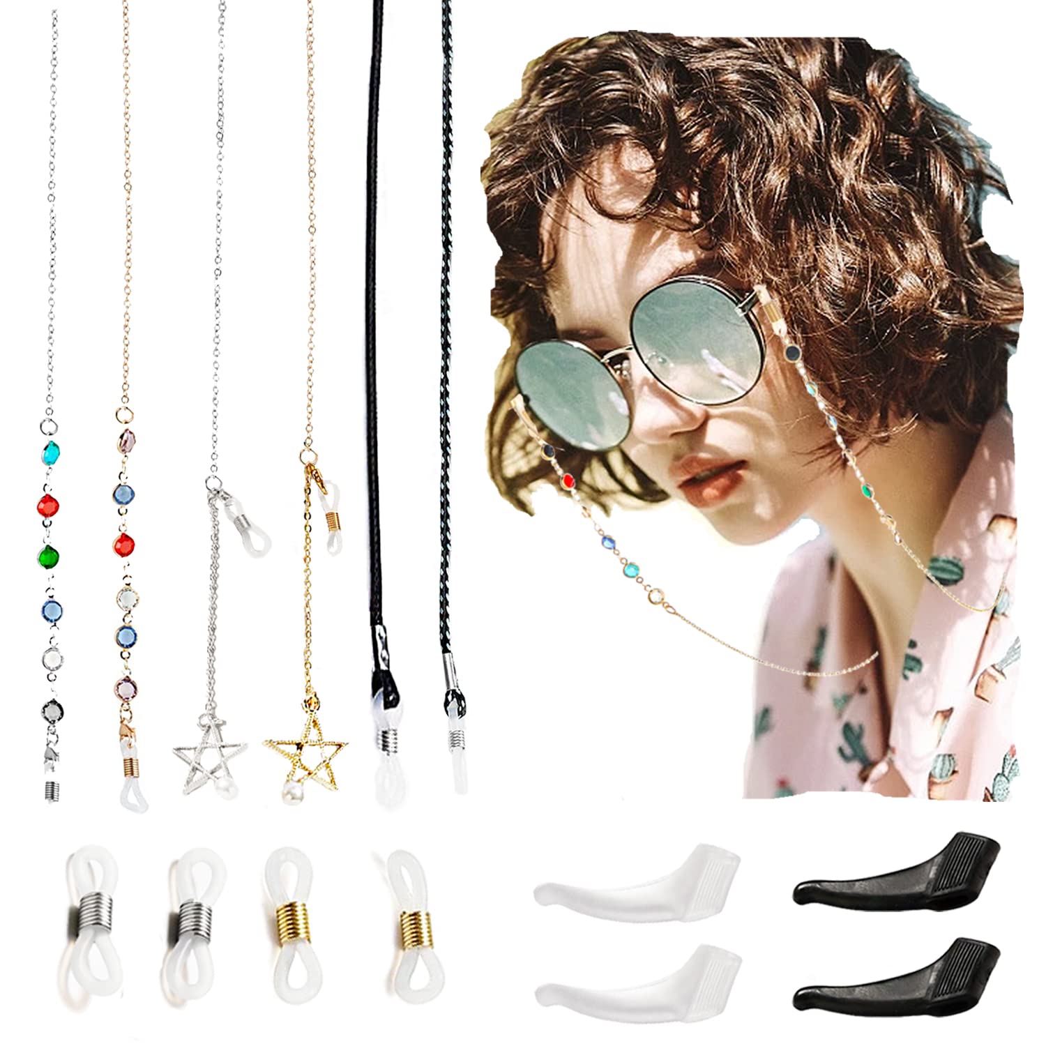 6Pcs Stylish Non-Slip Glasses Chain for Women - Eyewear & Mask Holder for Daily Use