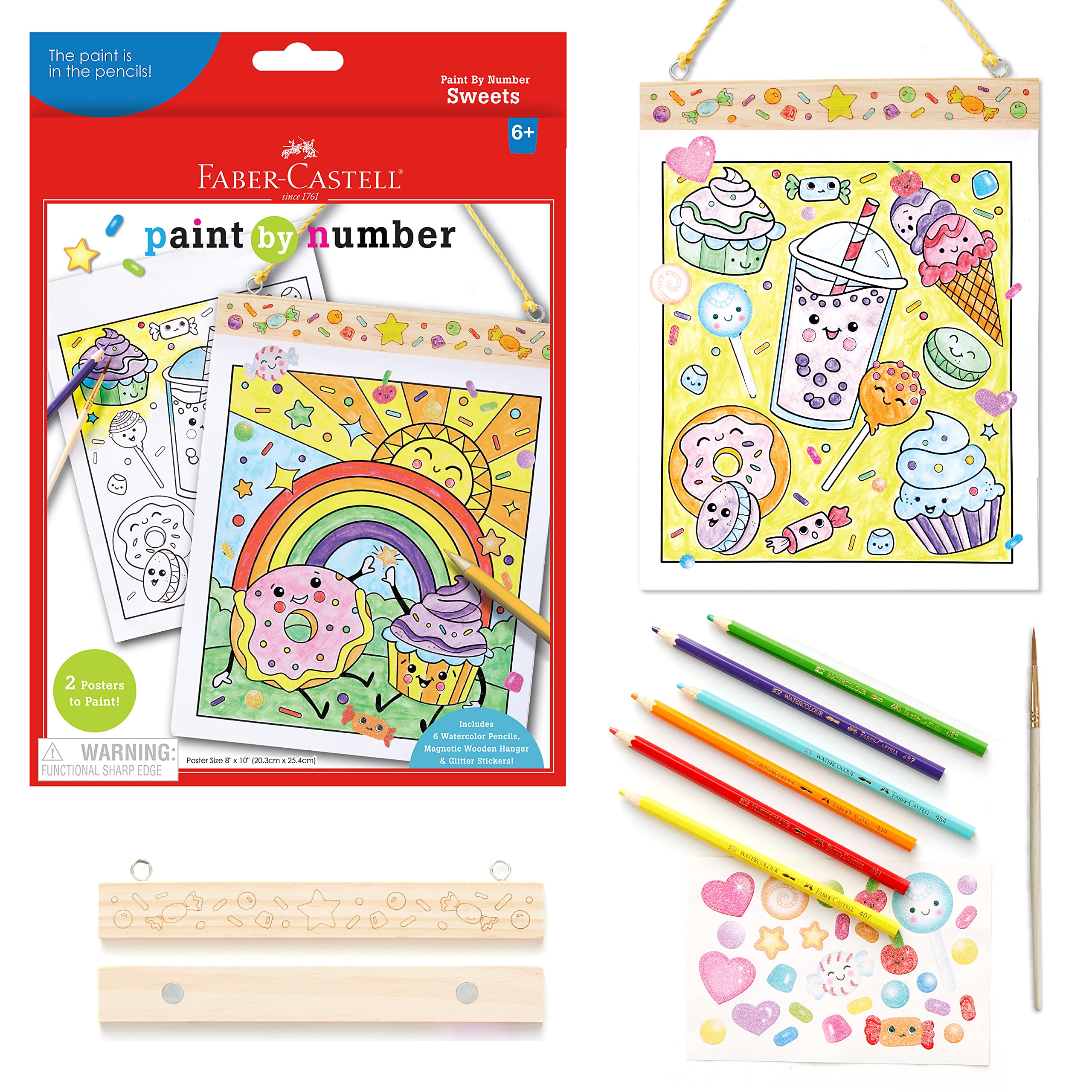 Faber-Castell Paint by Numbers Kit - Sweet Treats Themed Watercolor Painting Set for Kids Ages 6-8 | Fun DIY Art Activity for Birthday Gifts, Classroom Projects & Creative Playtime