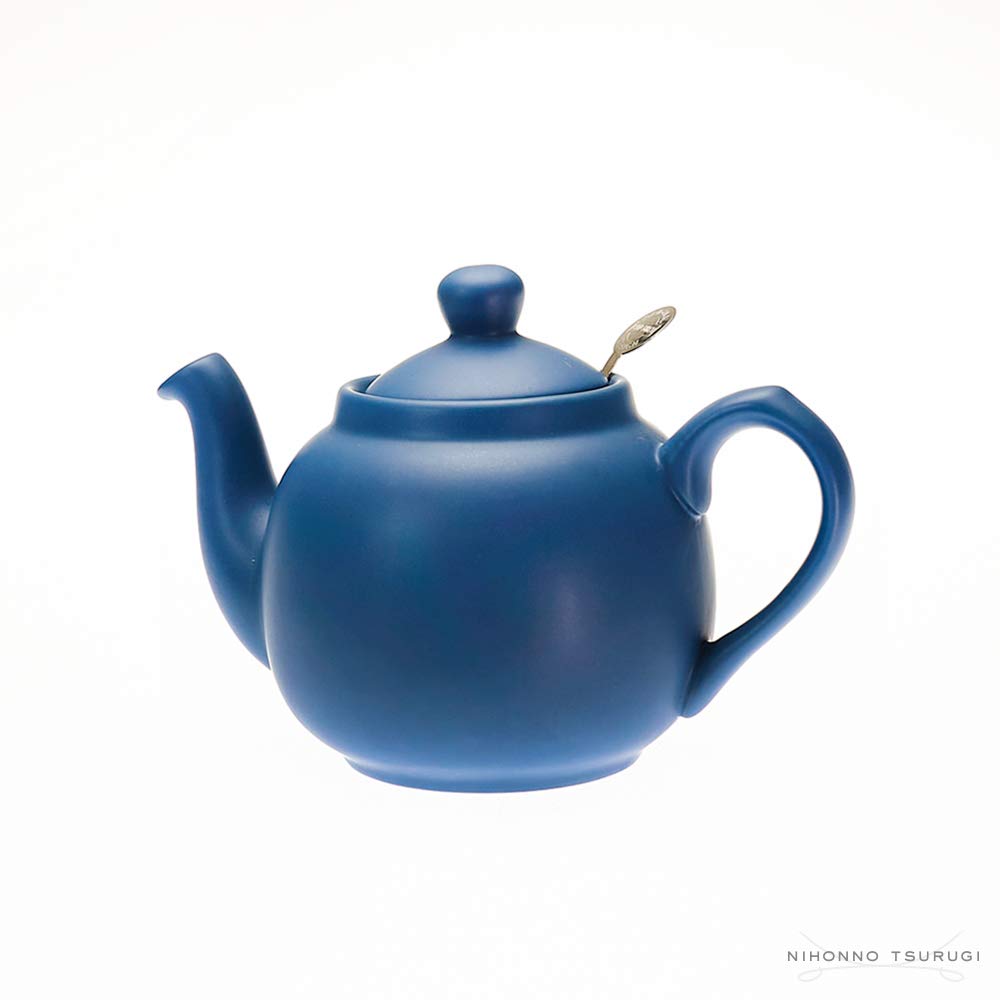 Nordic Blue Ceramic Farmhouse Teapot with Infuser - 2 Cup (600ml) Capacity, Gift Box Included - Perfect for Afternoon Tea, Gifts & Home Decor