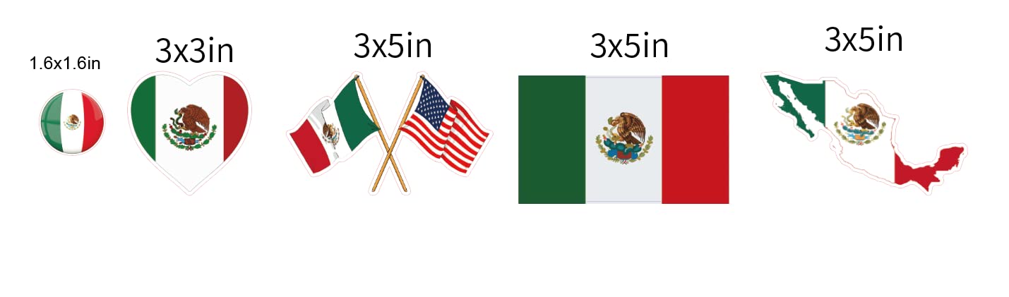 Mexico Flag Stickers Set - 5 Decals for Car, Phone, Laptop & More