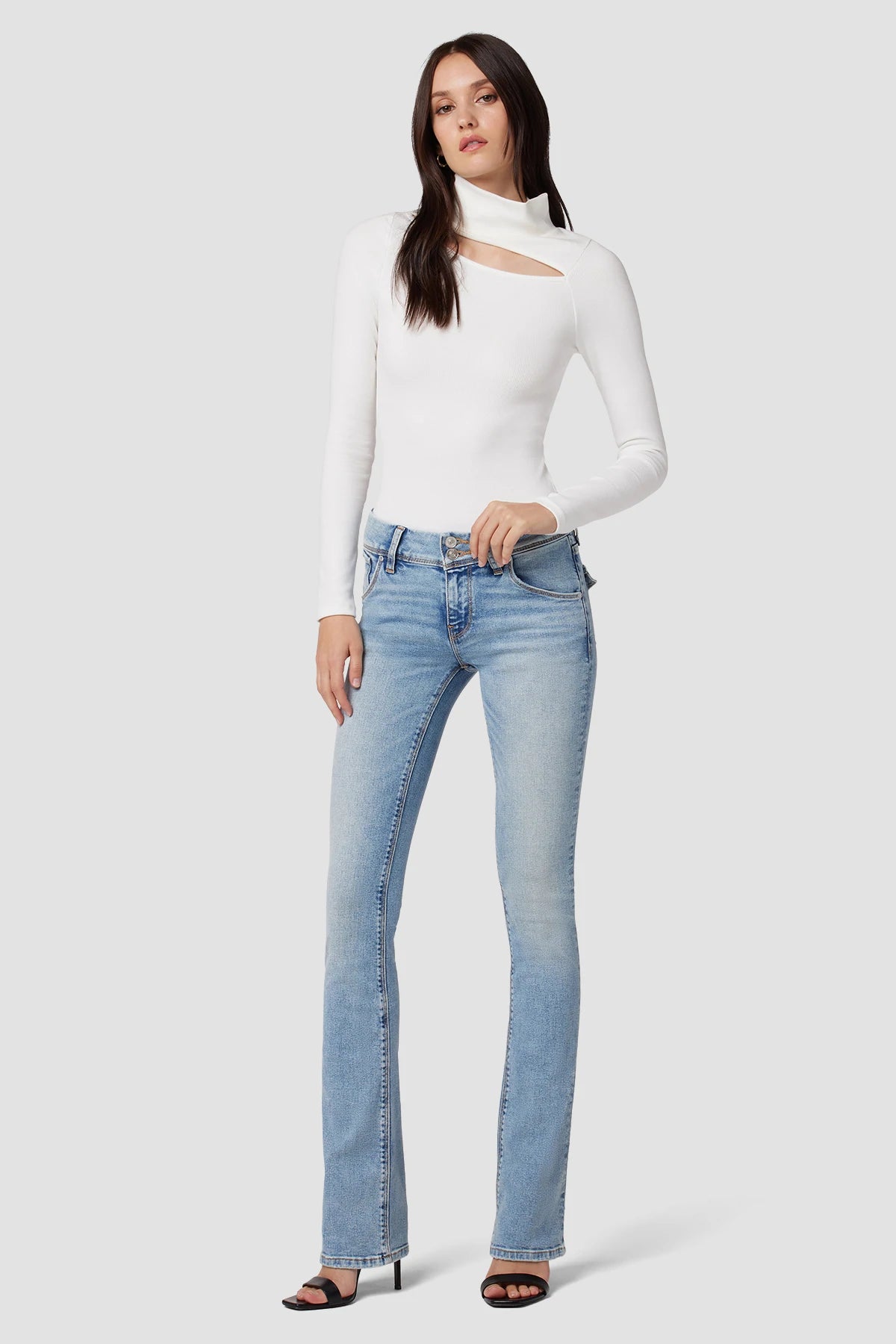 Beth Mid Rise Baby Bootcut Motion Jeans for Women - Comfortable Stretch Denim Pants for Casual Wear & Everyday Outfits