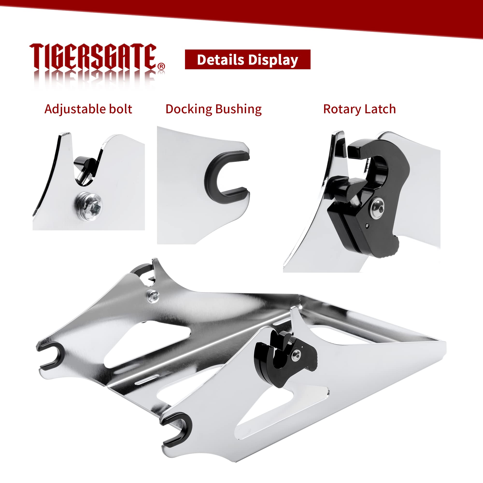 Chrome Detachable Tour Pack Rack for Harley Touring (2014-2022) - 2-Up Luggage Rack with 4-Point Mounting Hardware | Fits Street Glide, Road King & Electra Glide | Perfect for Long Rides & Road Trips