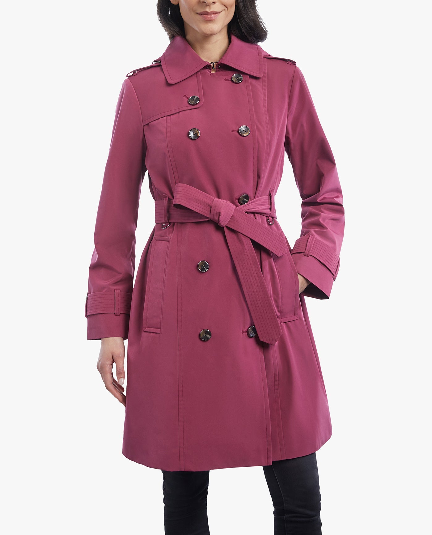 Double Breasted Button Front Trench Coat with Belt - Classic Waterproof Raincoat for Women, Perfect for Office, Travel & Fall Fashion